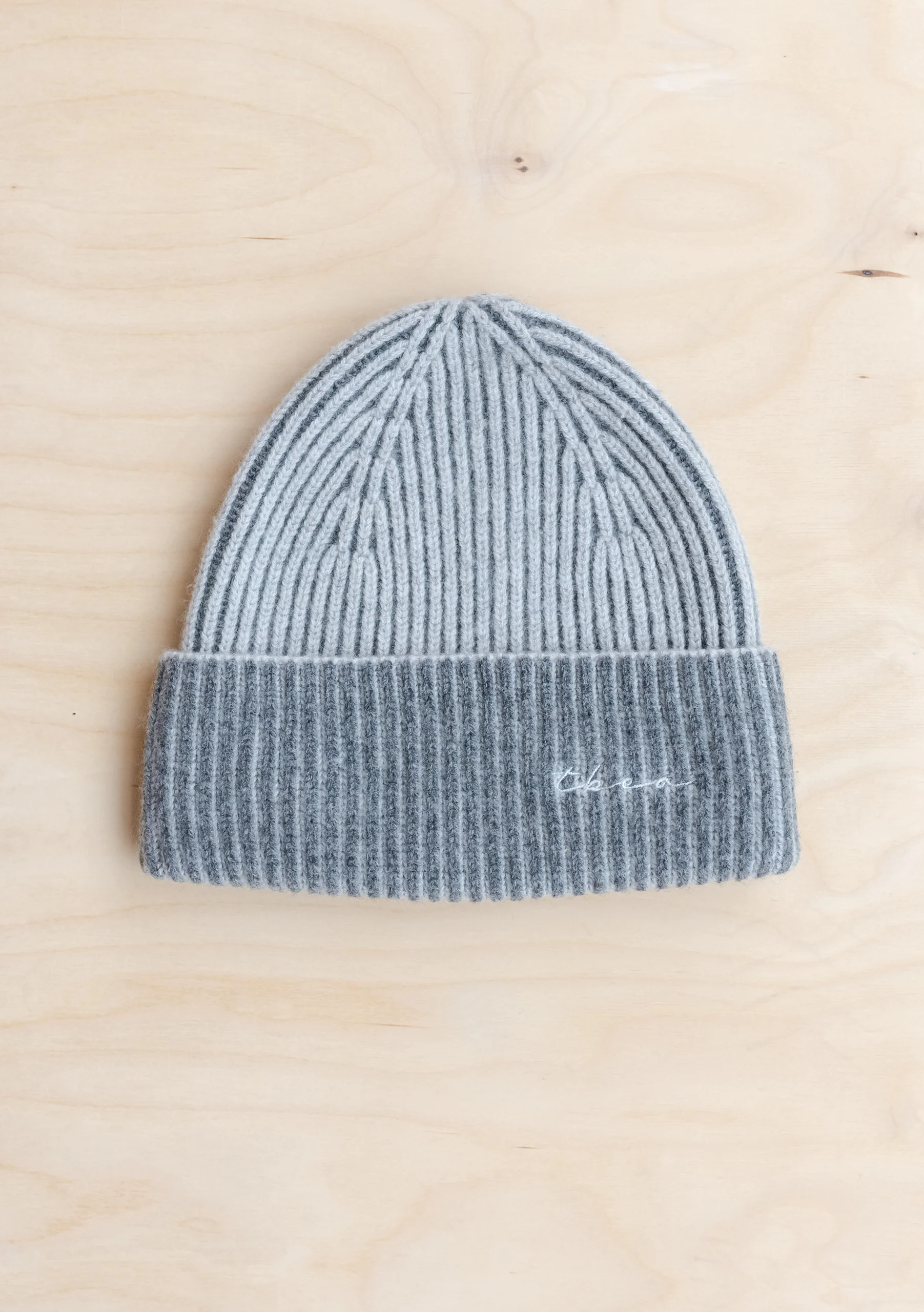 Cashmere & Merino Beanie in Charcoal Two-Tone - Image 2