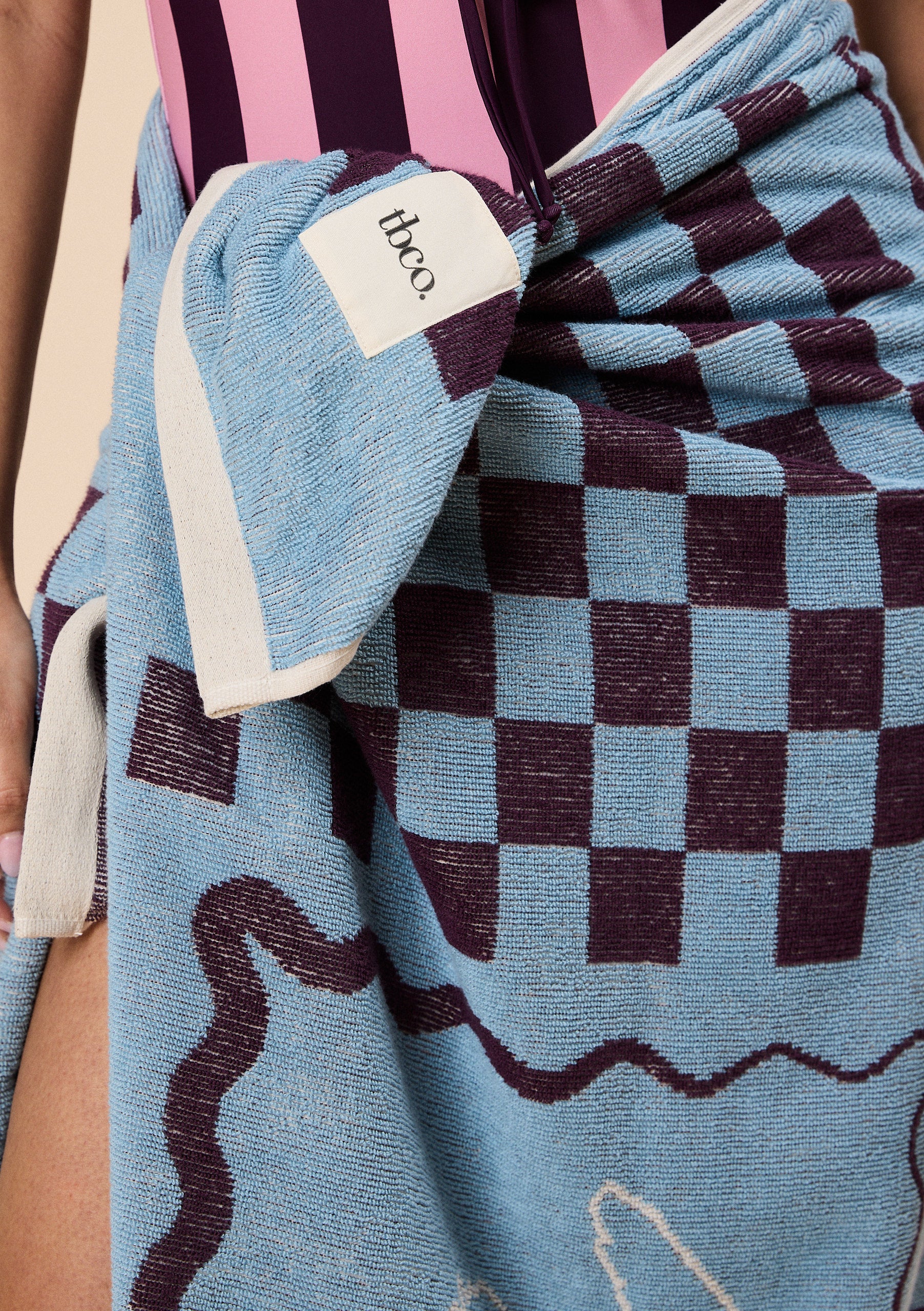 Cotton Beach Towel in Blue Coast - Image 3