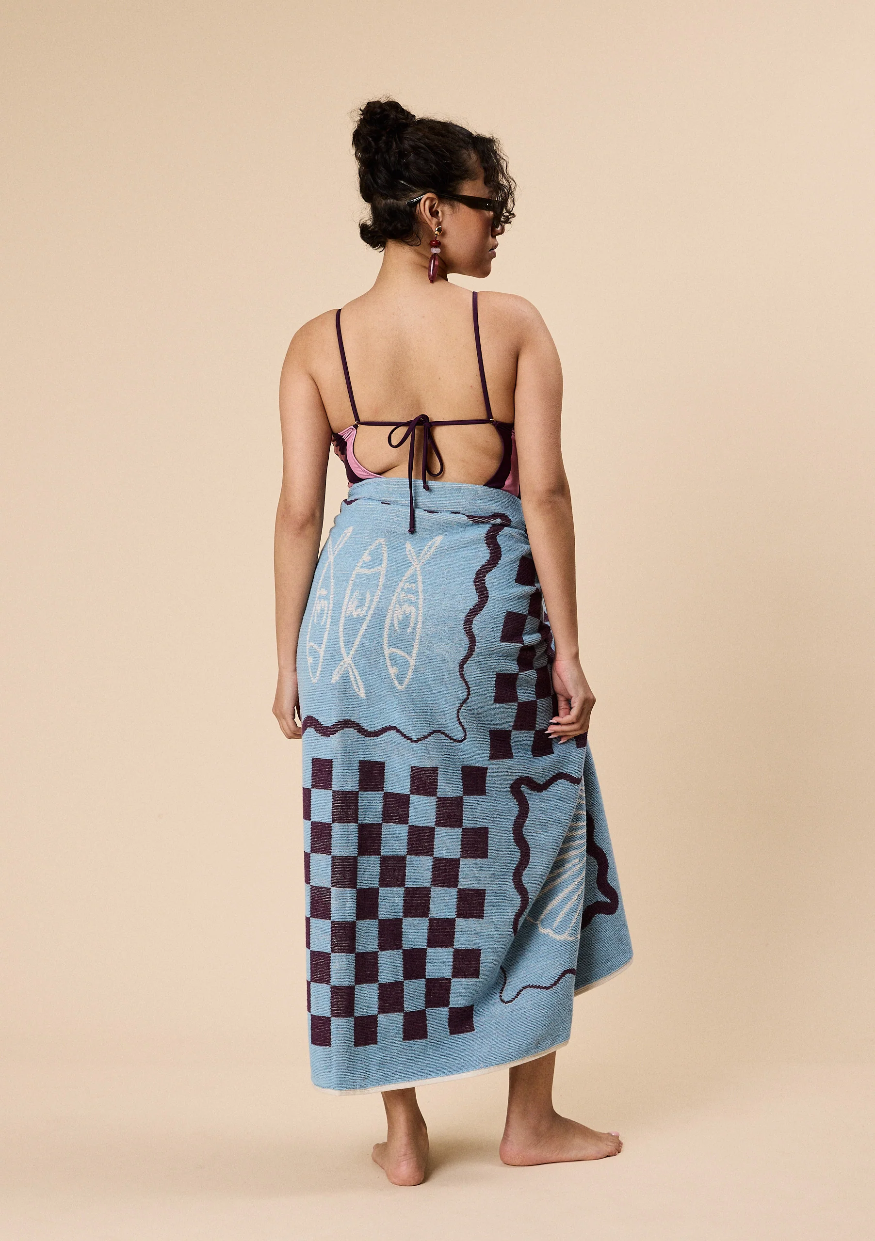 Cotton Beach Towel in Blue Coast - Image 4
