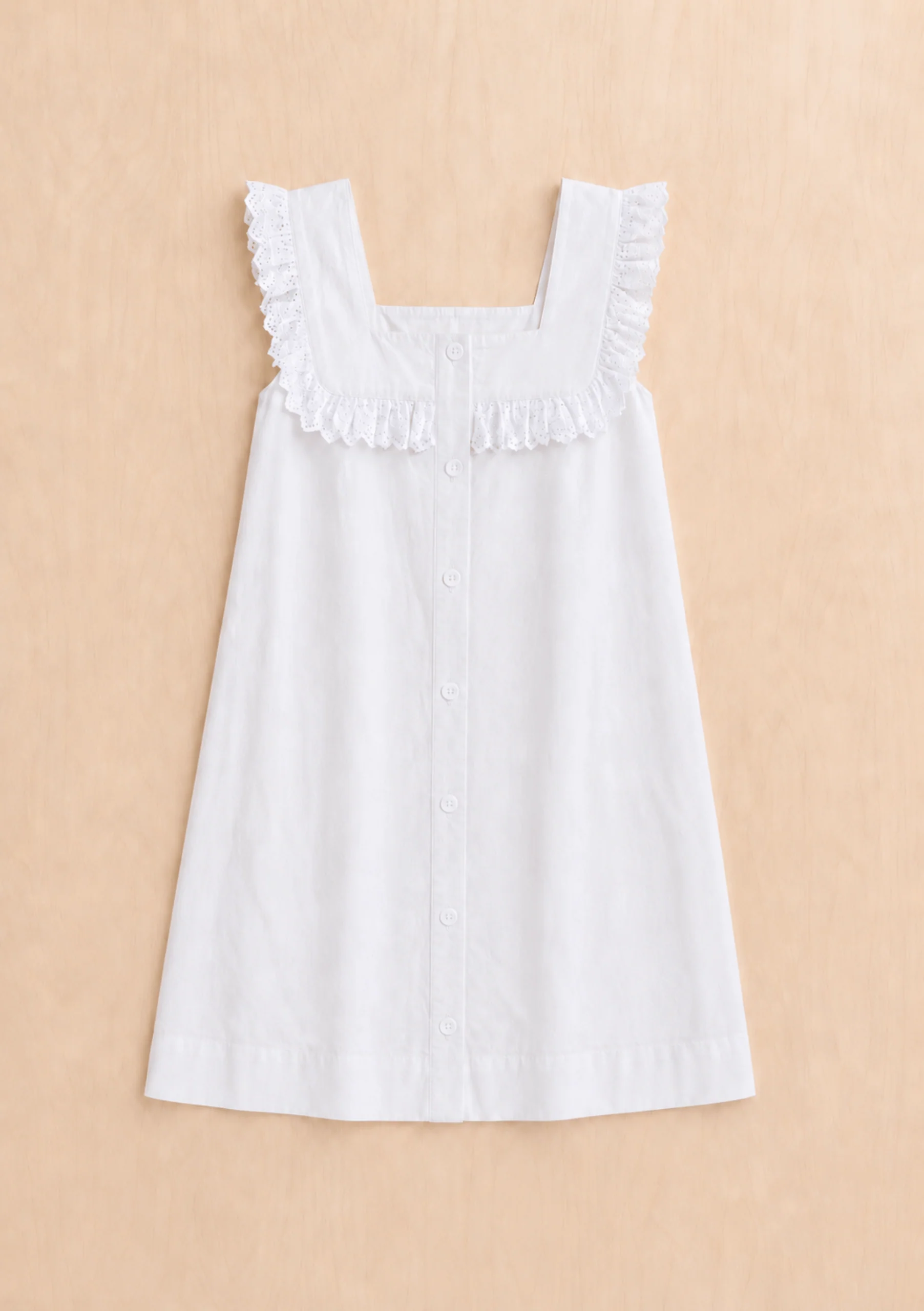 Cotton Broderie Sleeveless Dress in White - Image 6