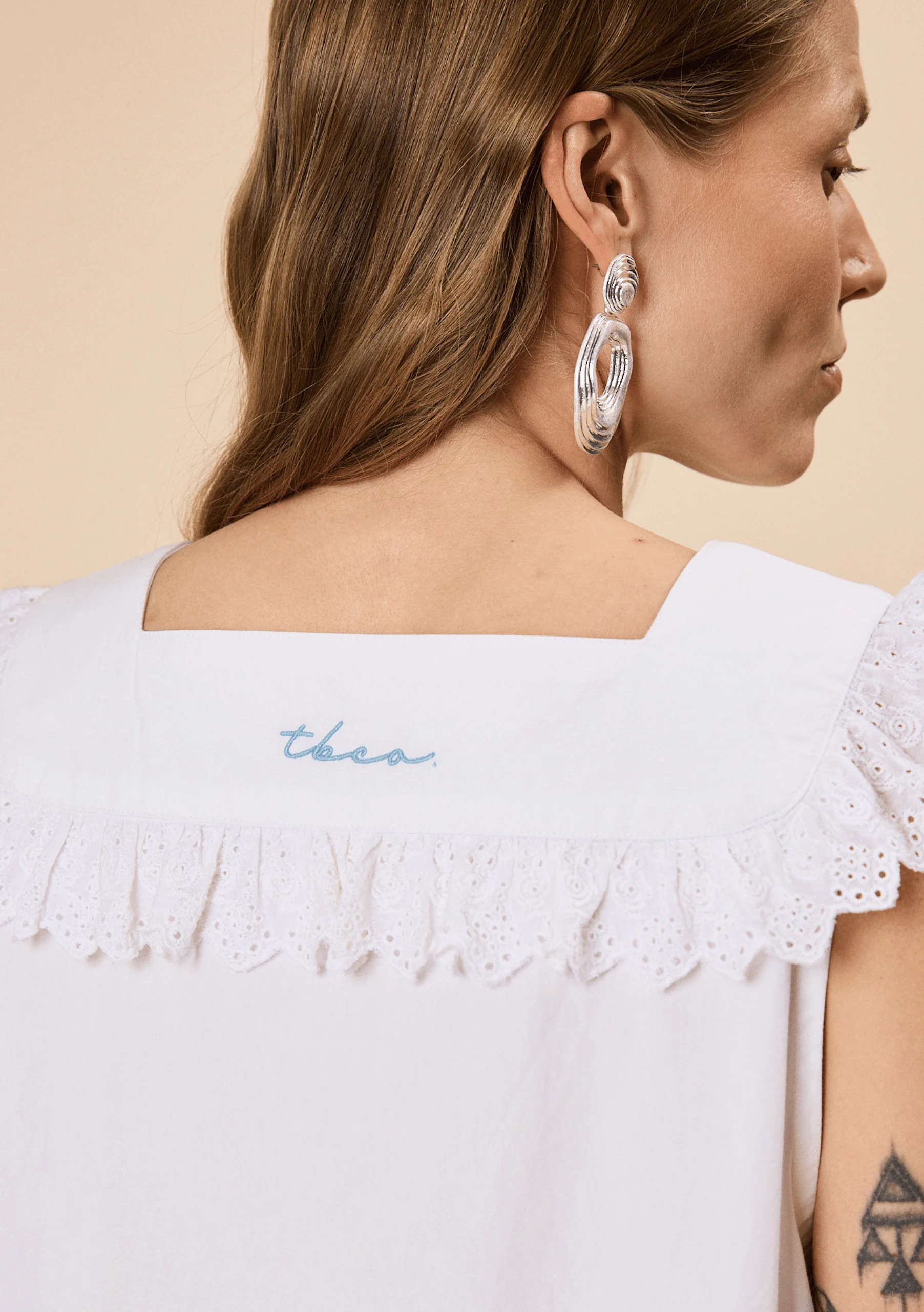 Cotton Broderie Sleeveless Dress in White - Image 7