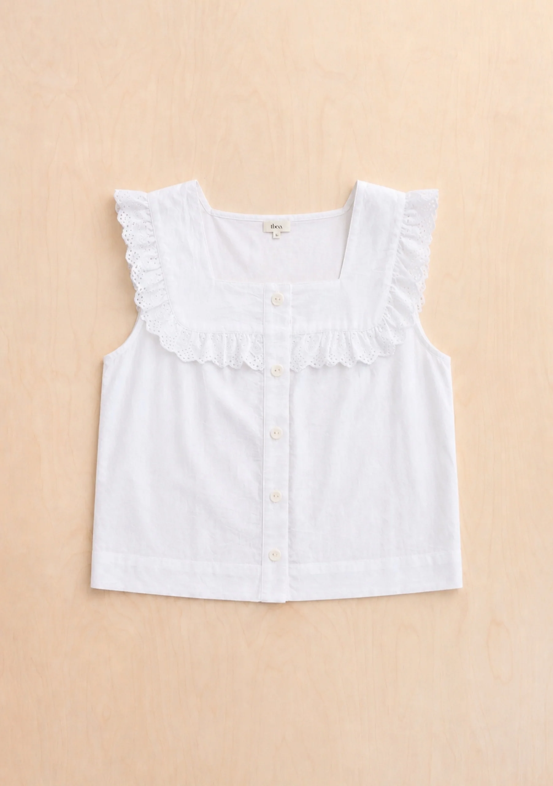 Cotton Broderie Sleeveless Top in White - Image 5