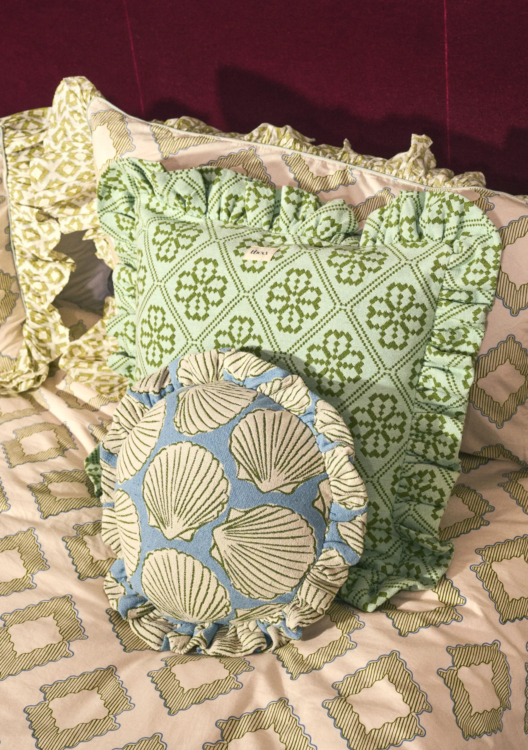 Cotton Cushion Cover in Blue Shell - Image 2