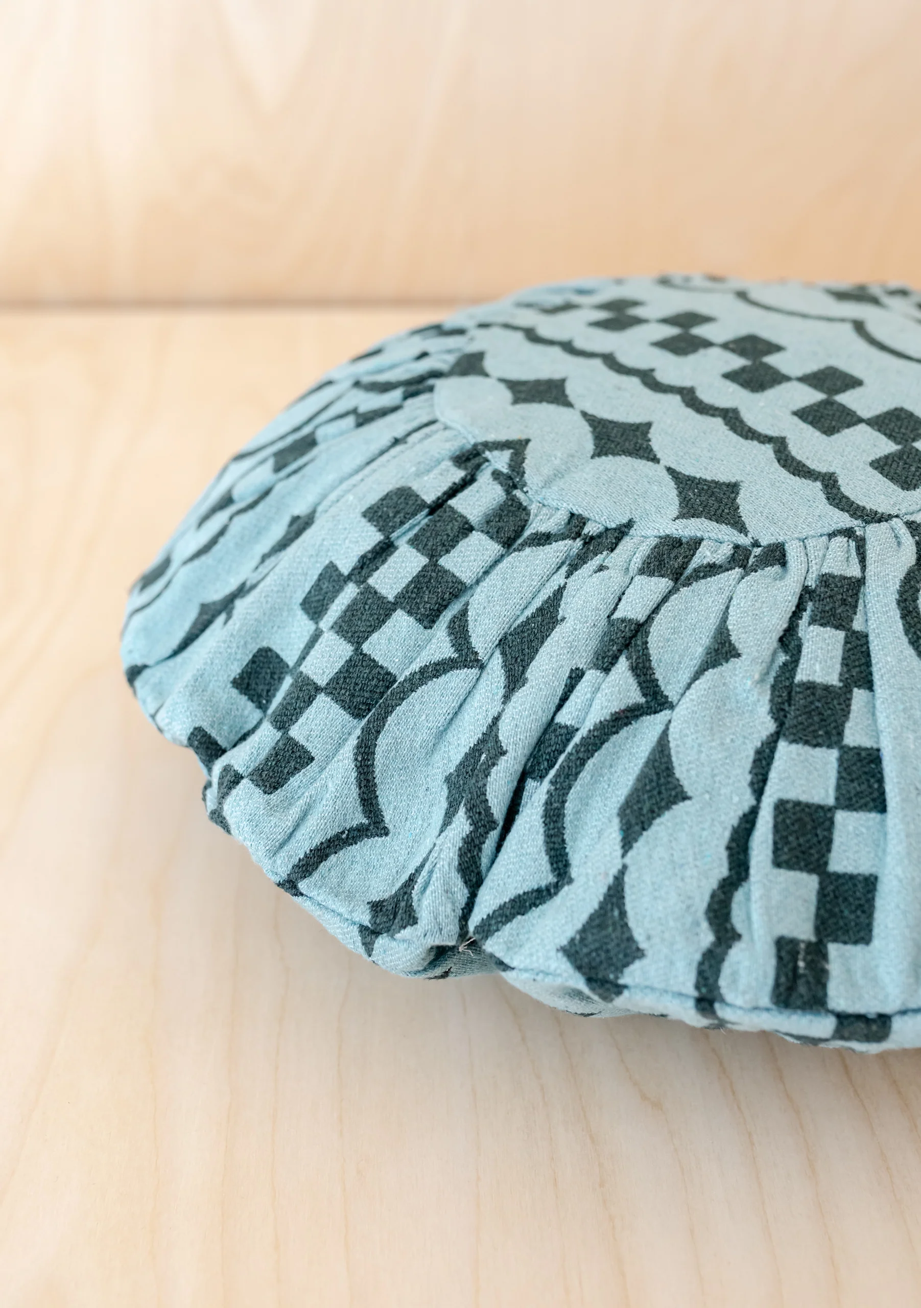Cotton Cushion Cover in Green Checker Stripe - Image 3