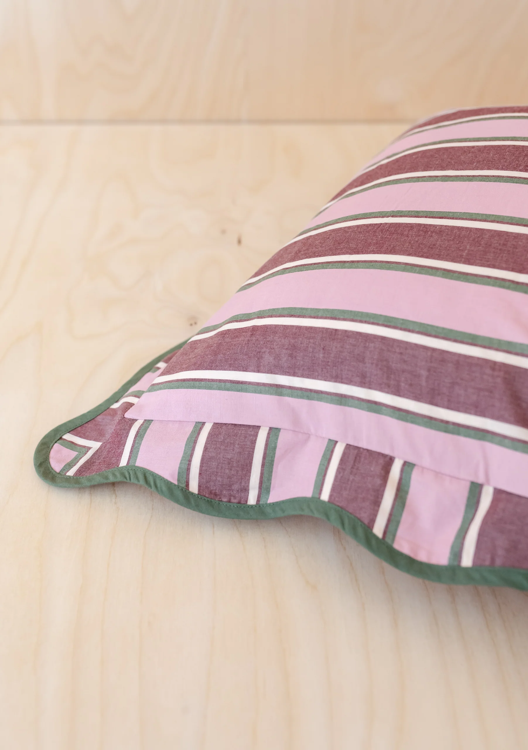 Cotton Cushion Cover in Pink Stripe - Image 2