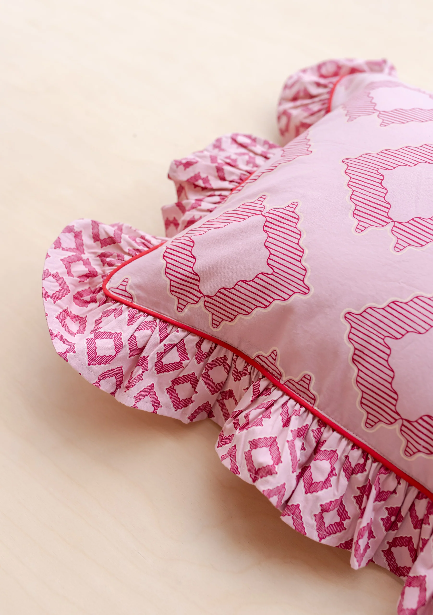 Cotton Cushion Cover in Pink Diamond - Image 2