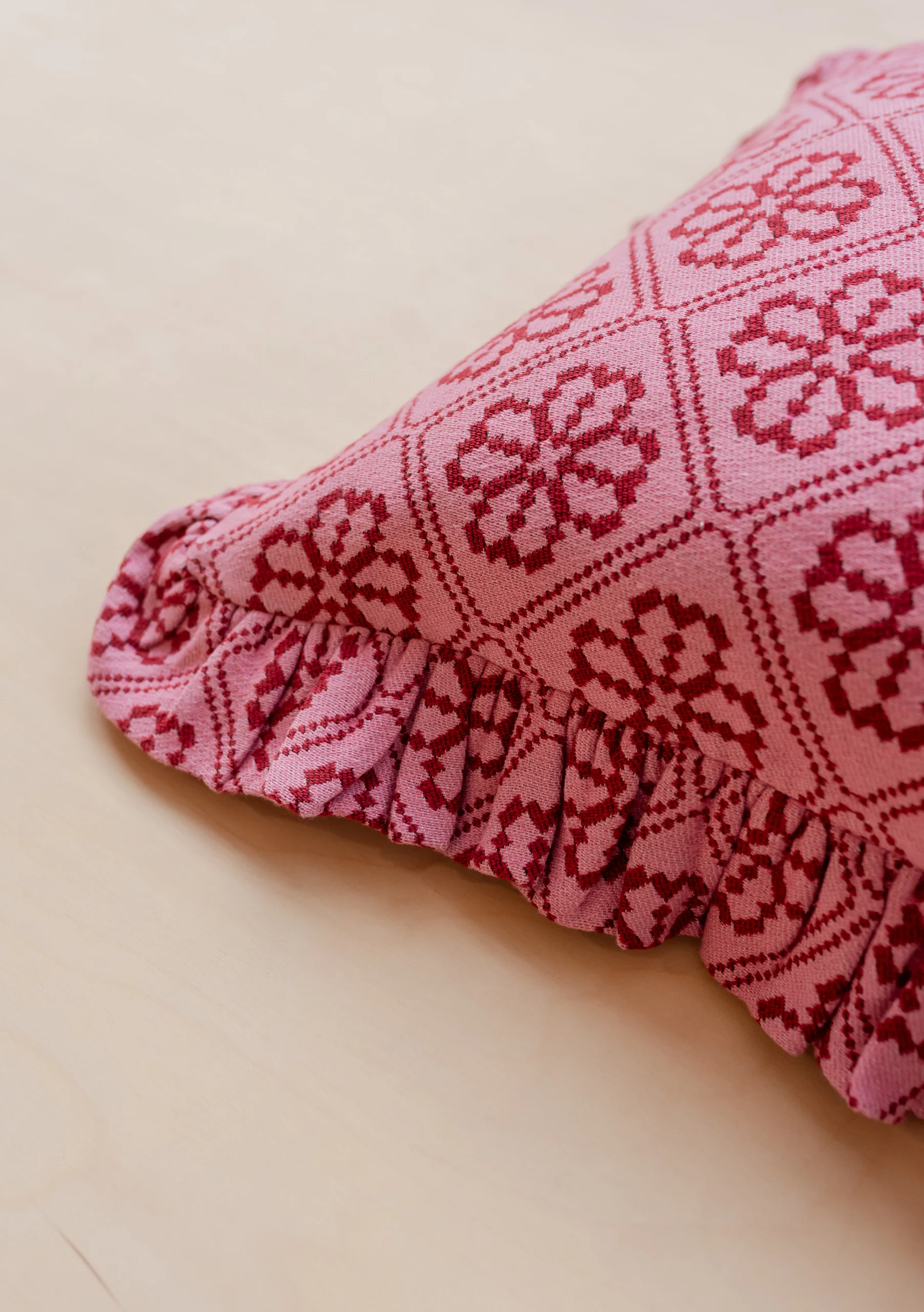 Cotton Cushion Cover in Pink Floral - Image 3