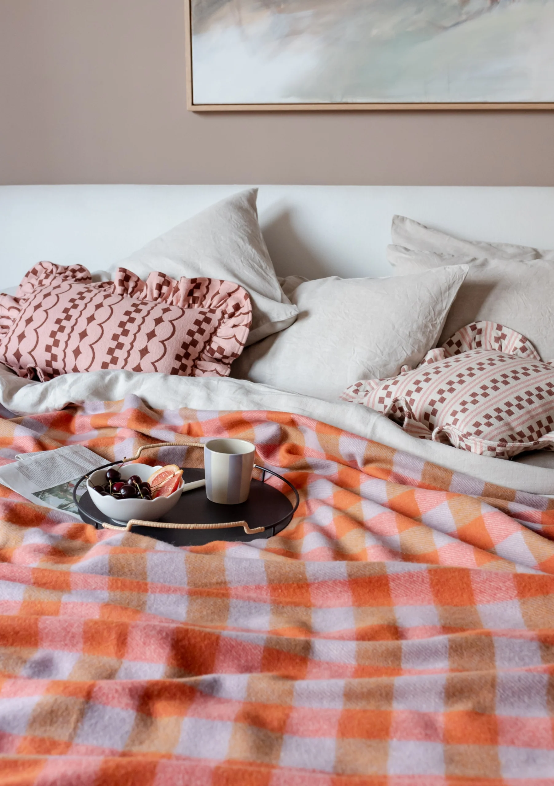 Cotton Cushion Cover in Pink Stripe - Image 3