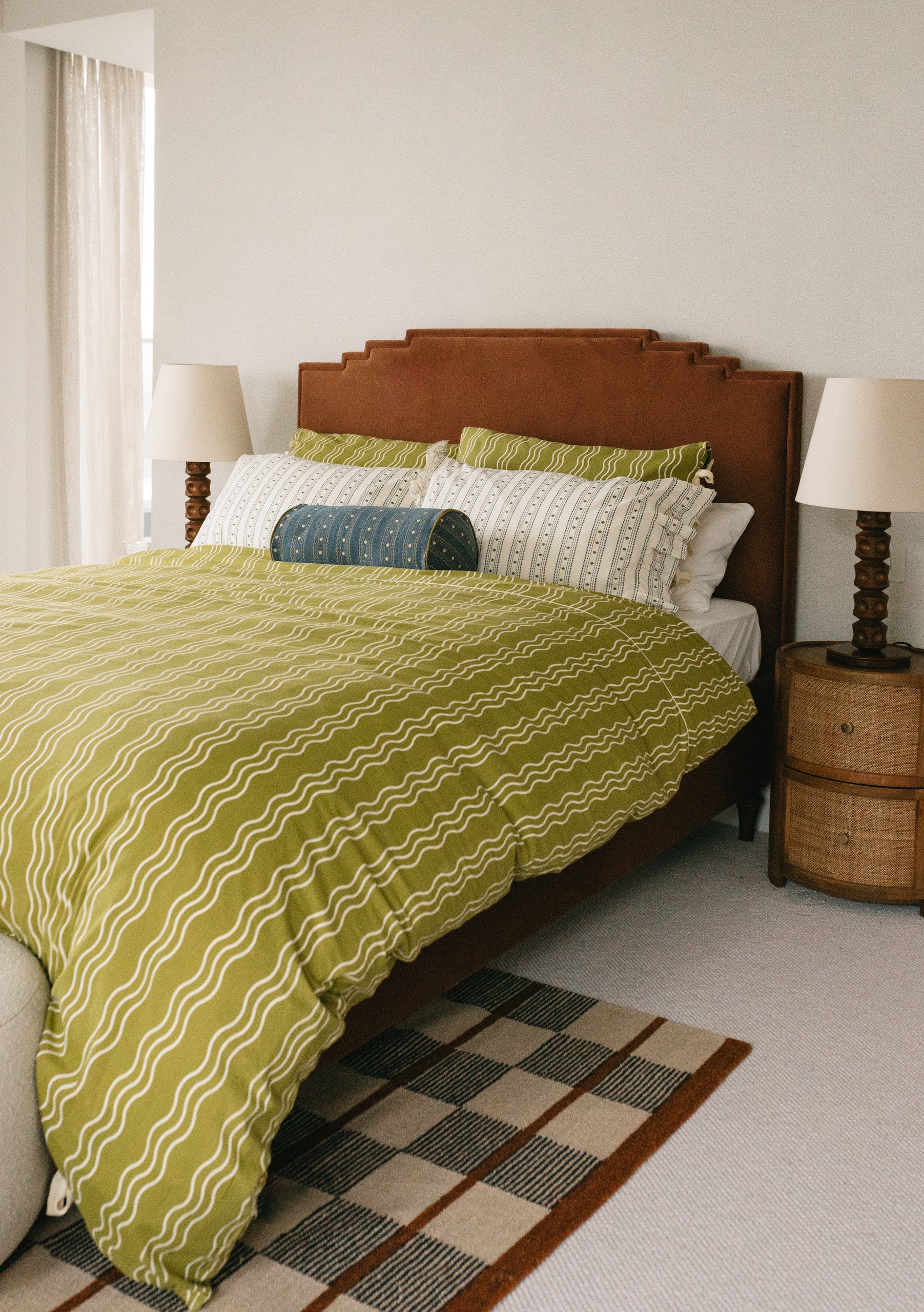 Cotton Duvet Cover in Olive Wave - Image 6