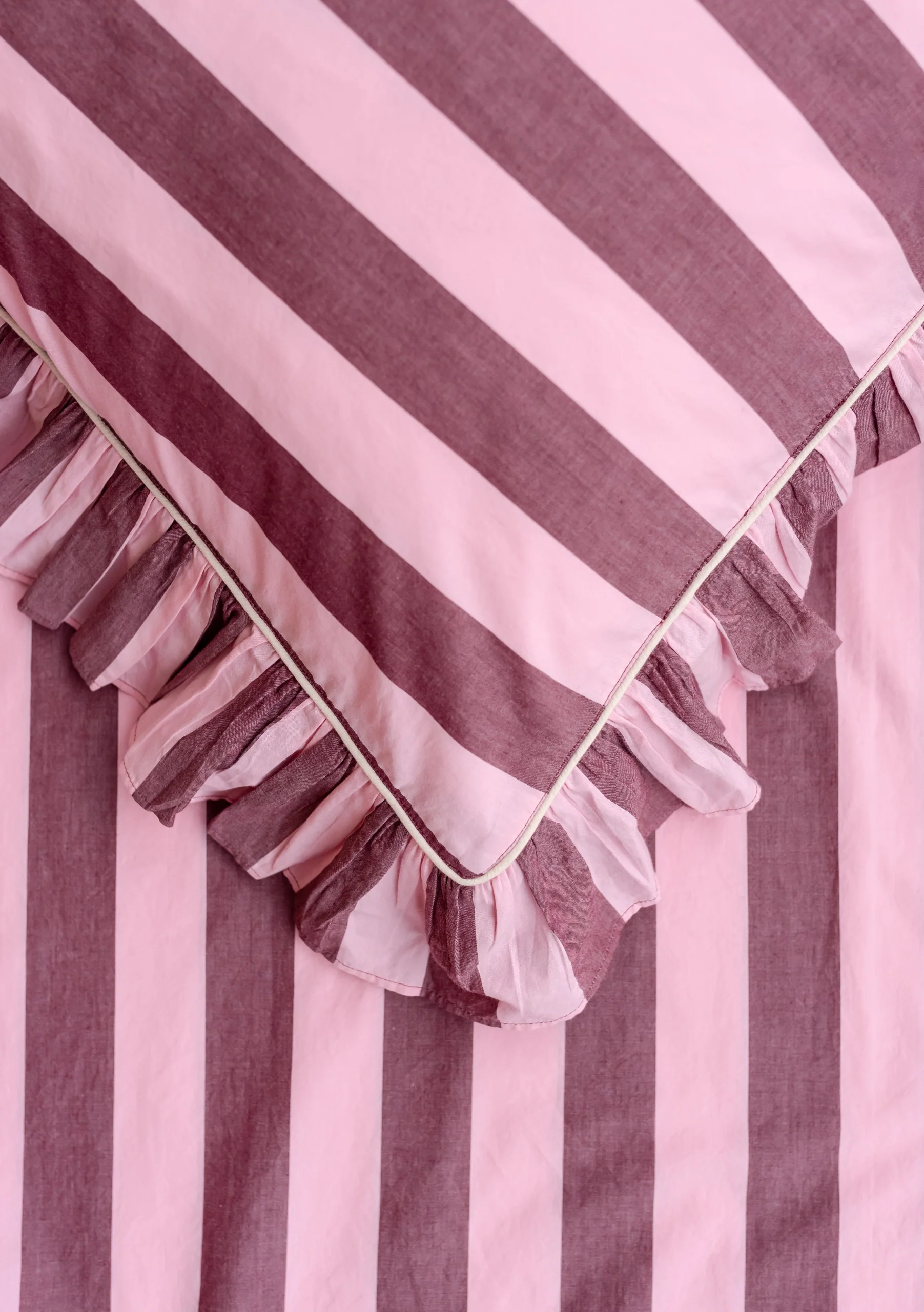 100% Cotton Bedding in Pink & Burgundy Stripe - Image 7