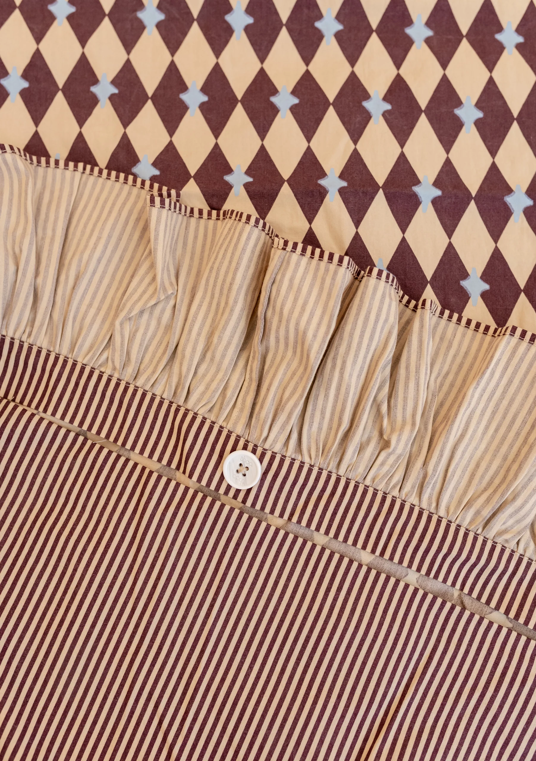 100% Cotton Bedding in Camel Harlequin - Image 5
