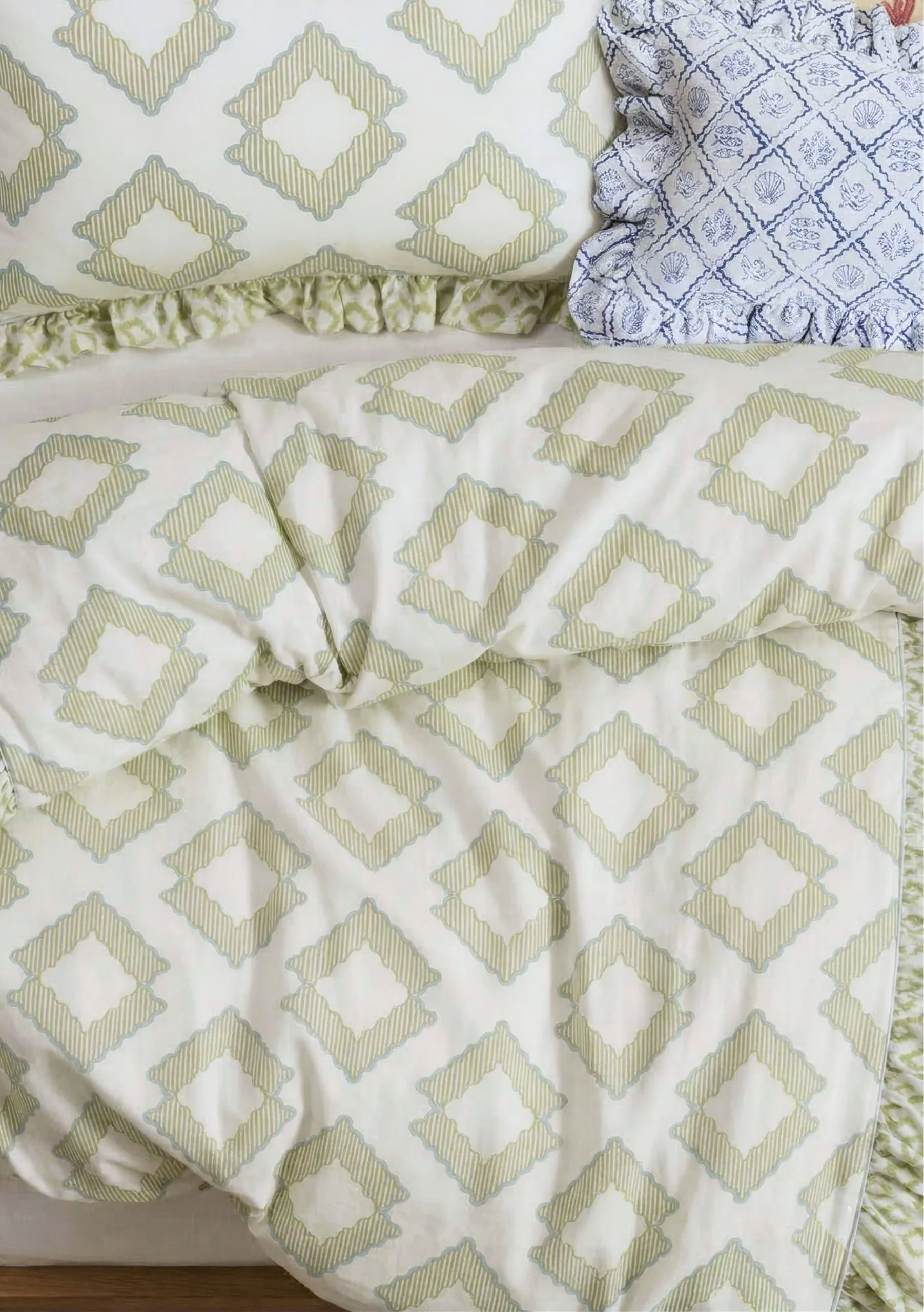 100% Cotton Bedding in Green Diamond - Image 3