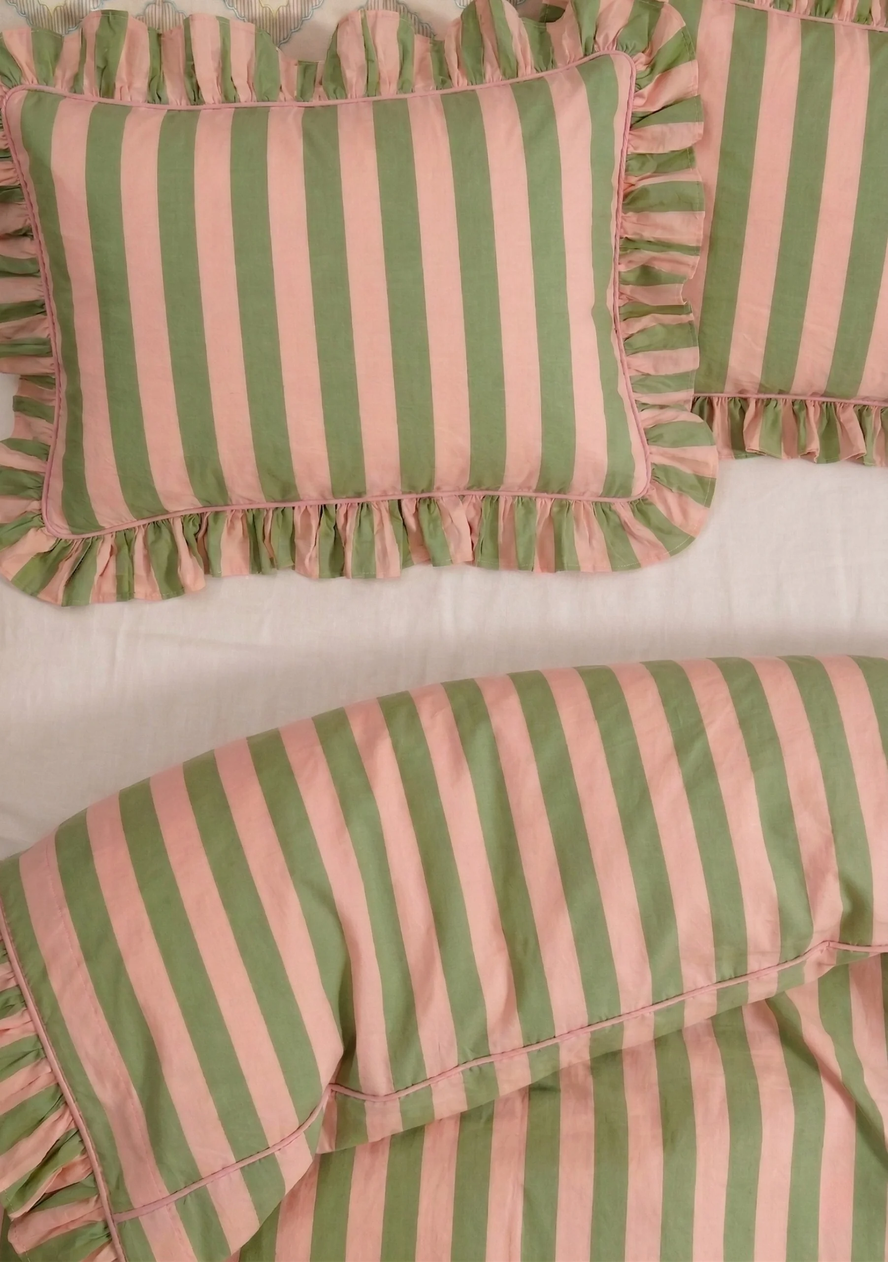 100% Cotton Bedding in Green Stripe - Image 3