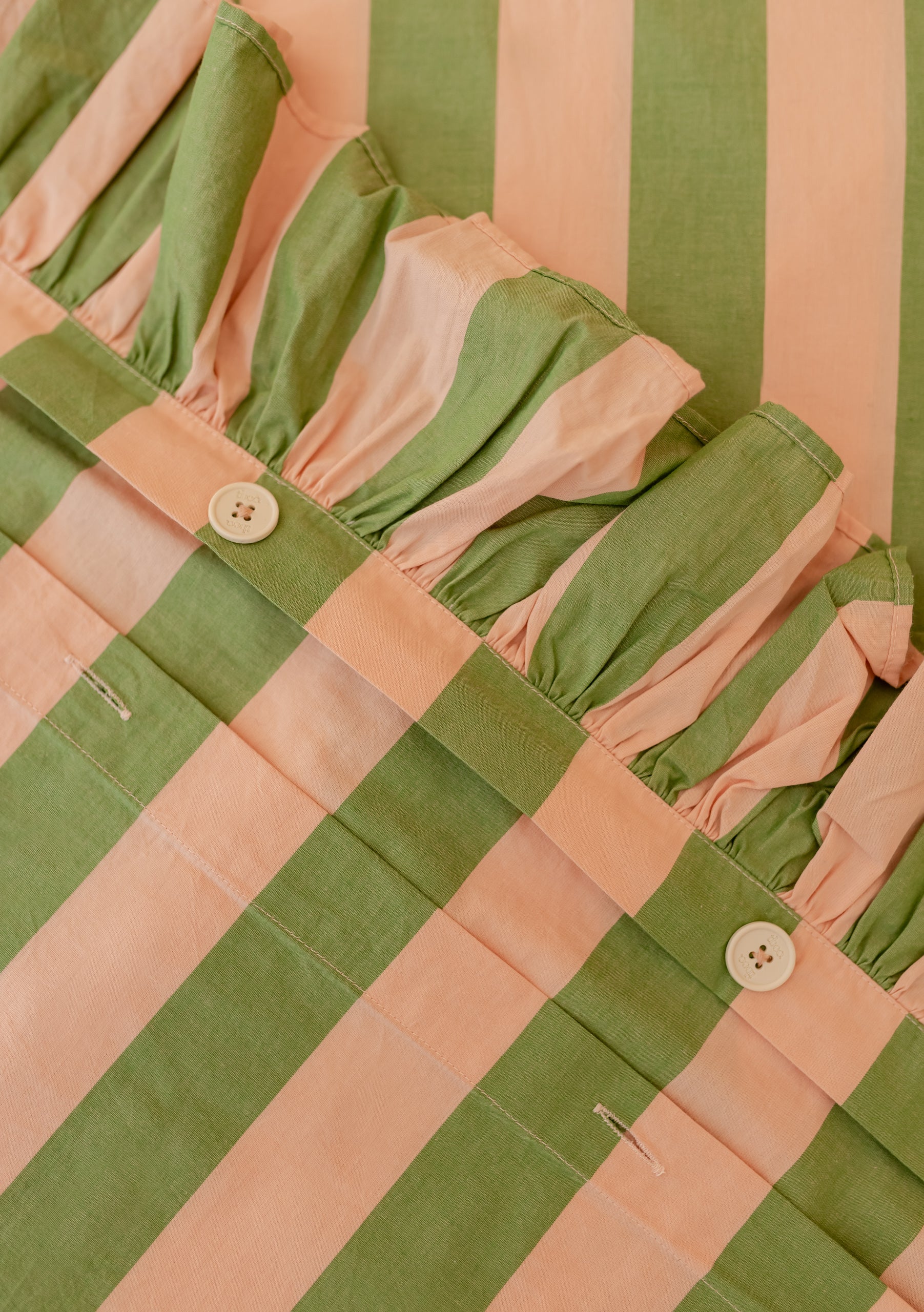 100% Cotton Bedding in Green Stripe - Image 5