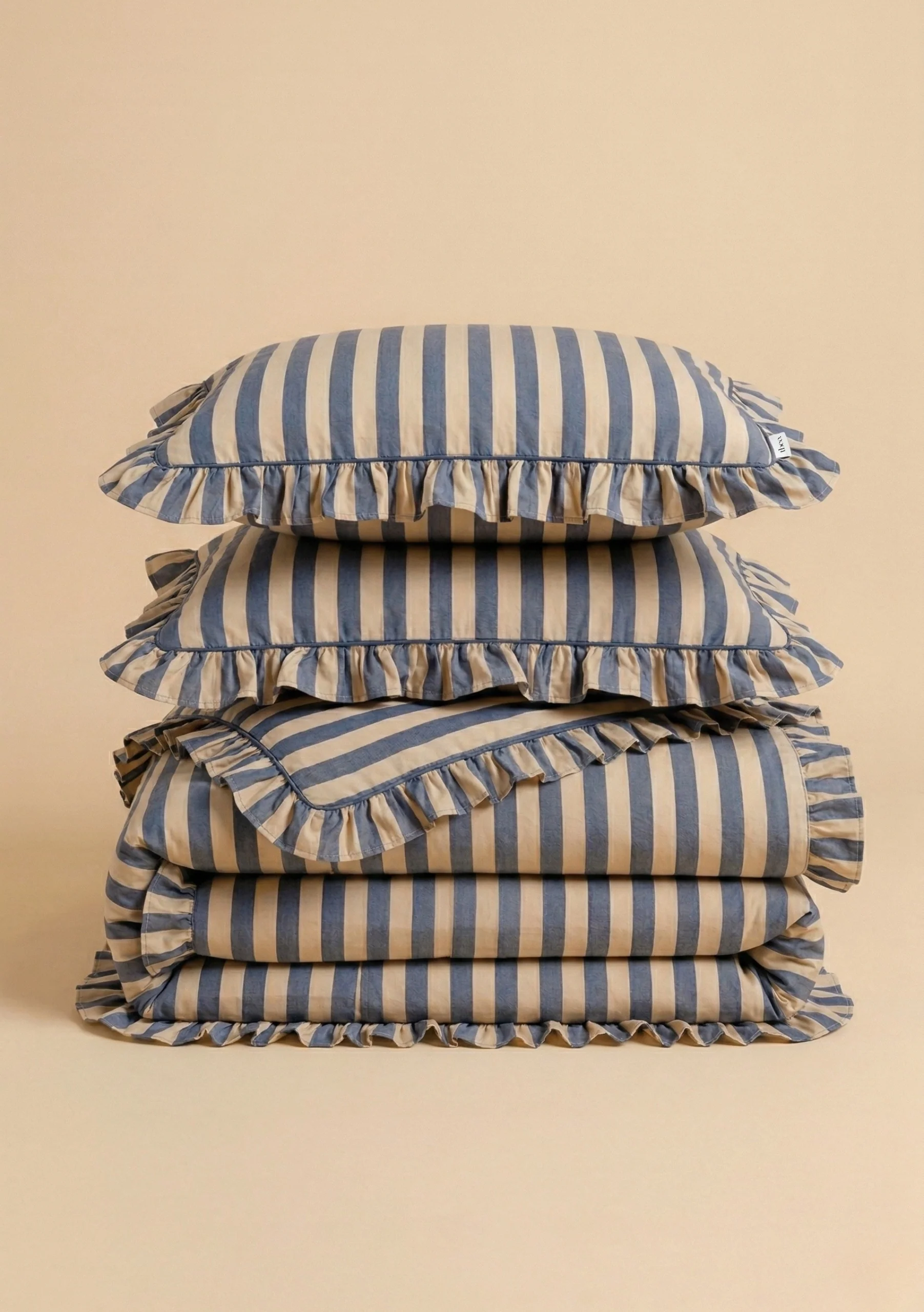 Pair of Cotton Pillowcases in Navy Stripe - Image 4