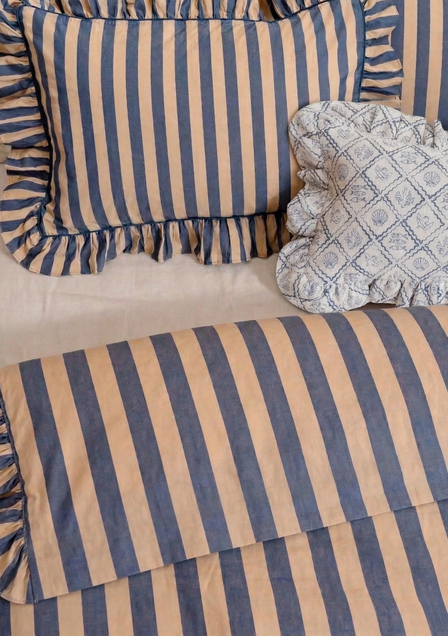 100% Cotton Bedding in Navy Stripe - Image 3