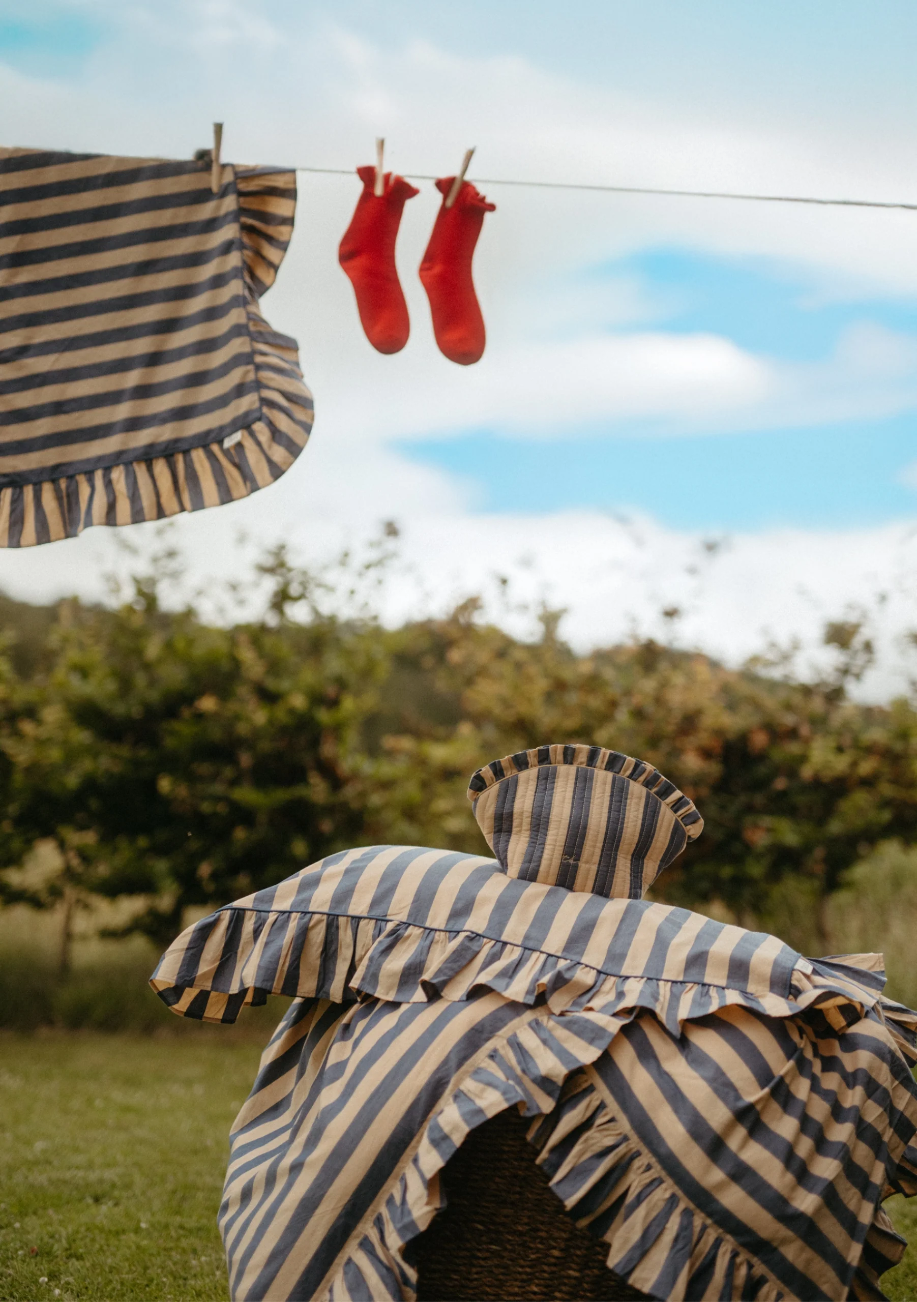 100% Cotton Bedding in Navy Stripe - Image 4