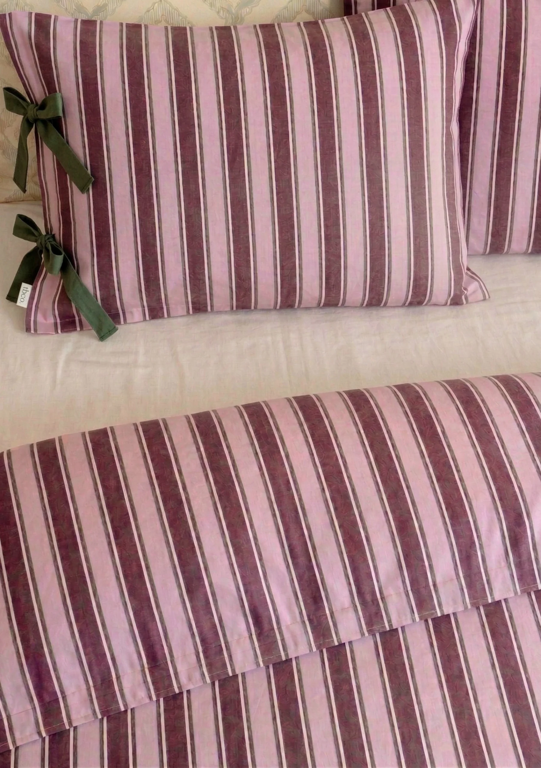 100% Cotton Bedding in Pink Stripe - Image 3