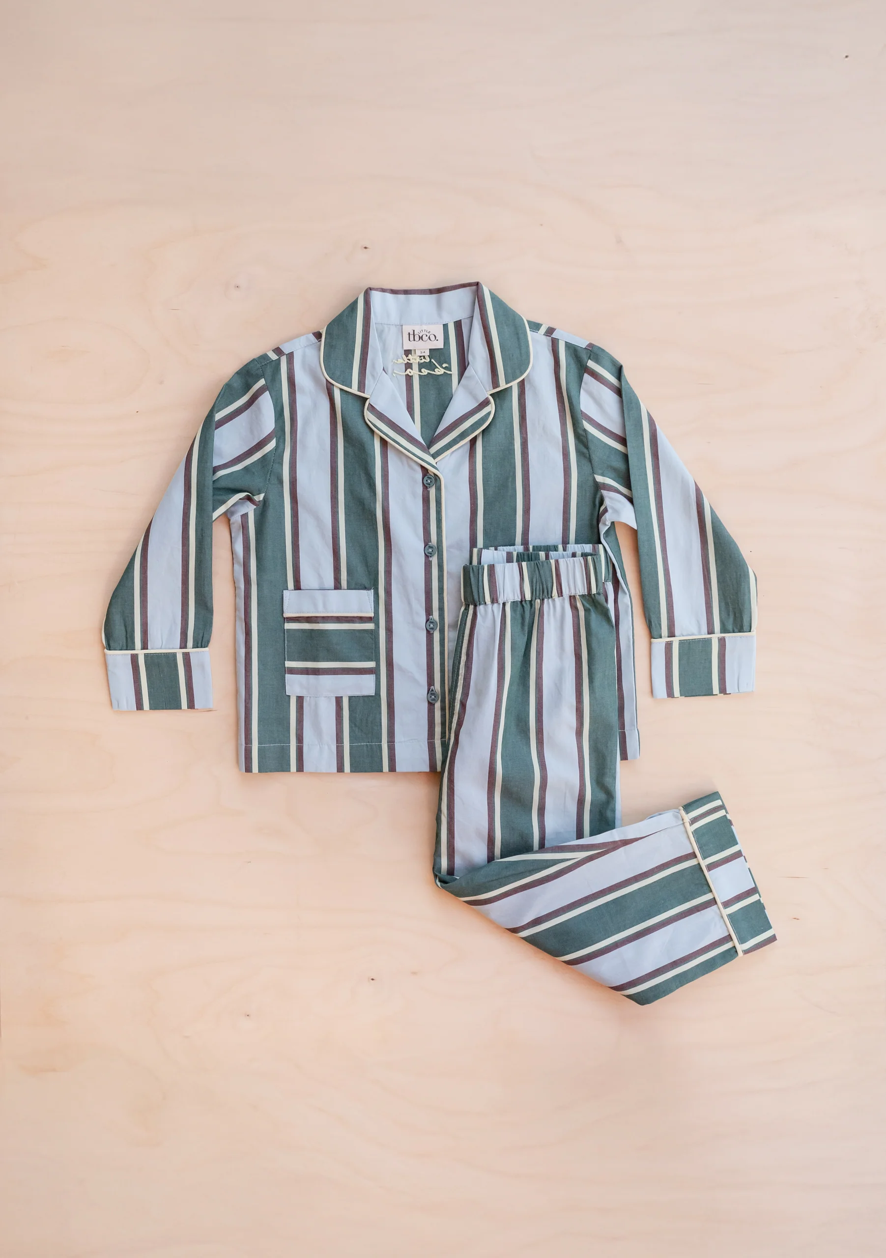 Cotton Kids Pyjamas in Blue Stripe - Image 3