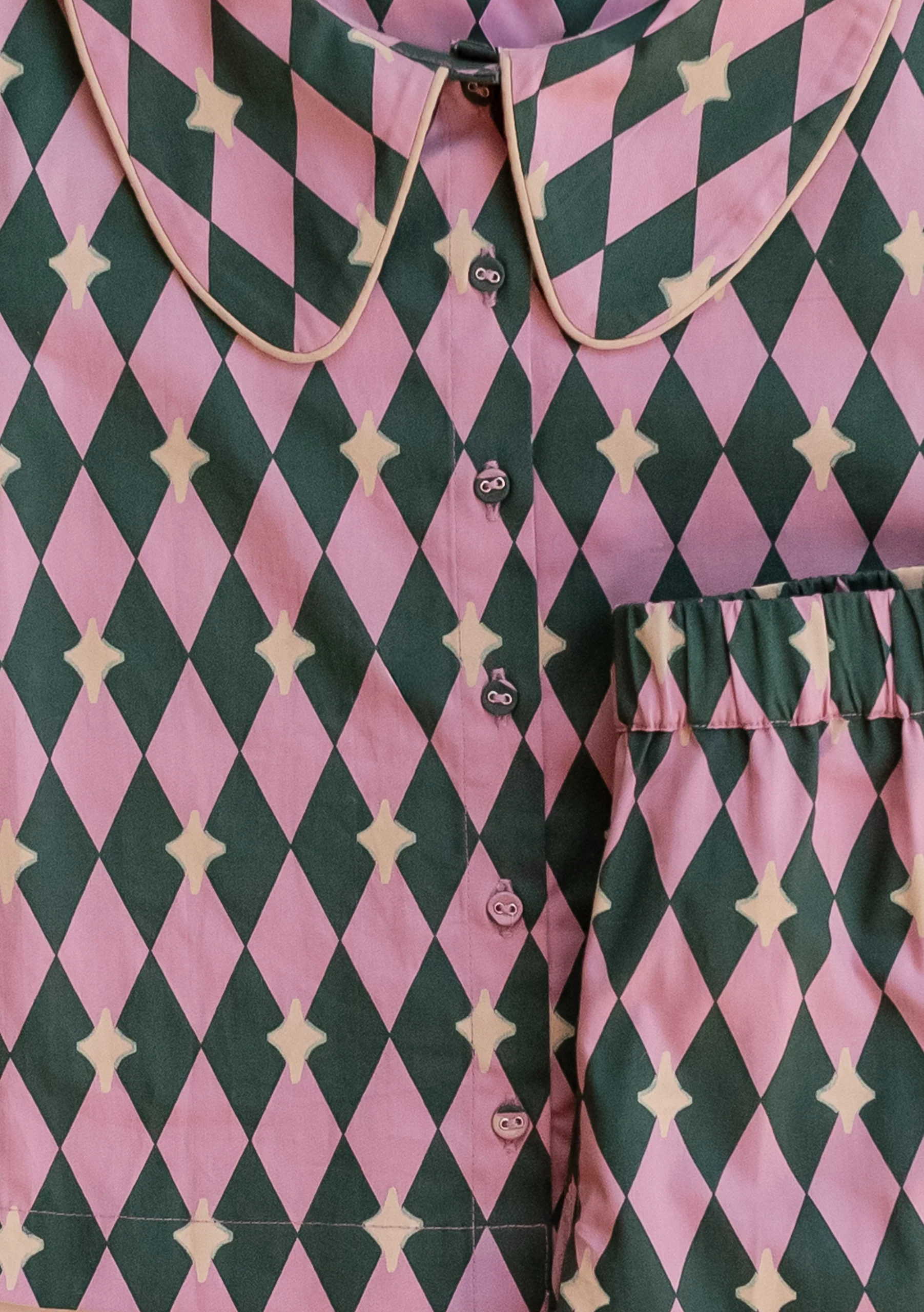 Cotton Kids Pyjamas in Pink Harlequin - Image 4