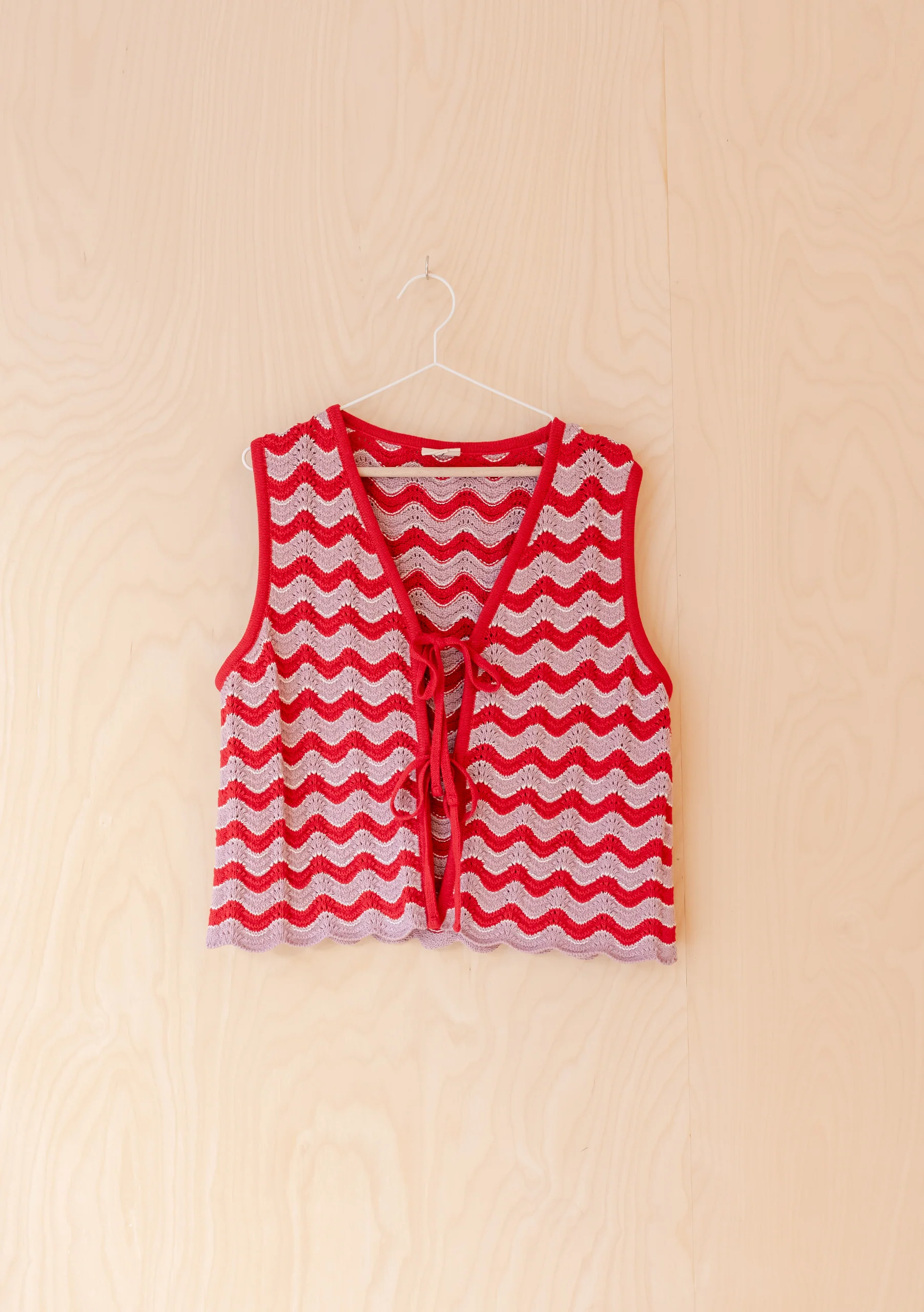 Cotton Knitted Vest in Pink Wave - Image 3
