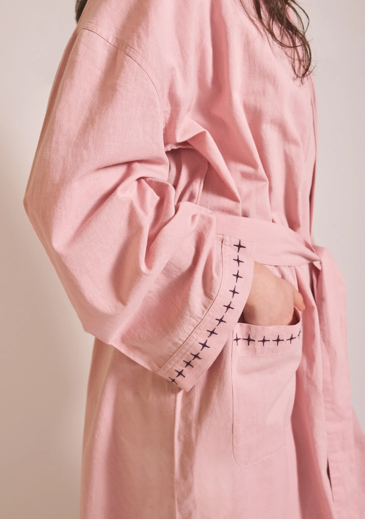 Cotton & Linen Robe in Pink - Image 4