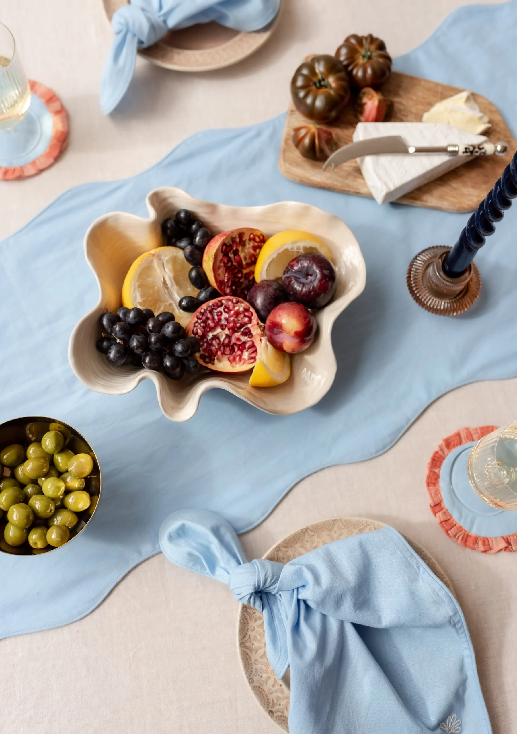 Cotton & Linen Table Runner in Blue - Image 3