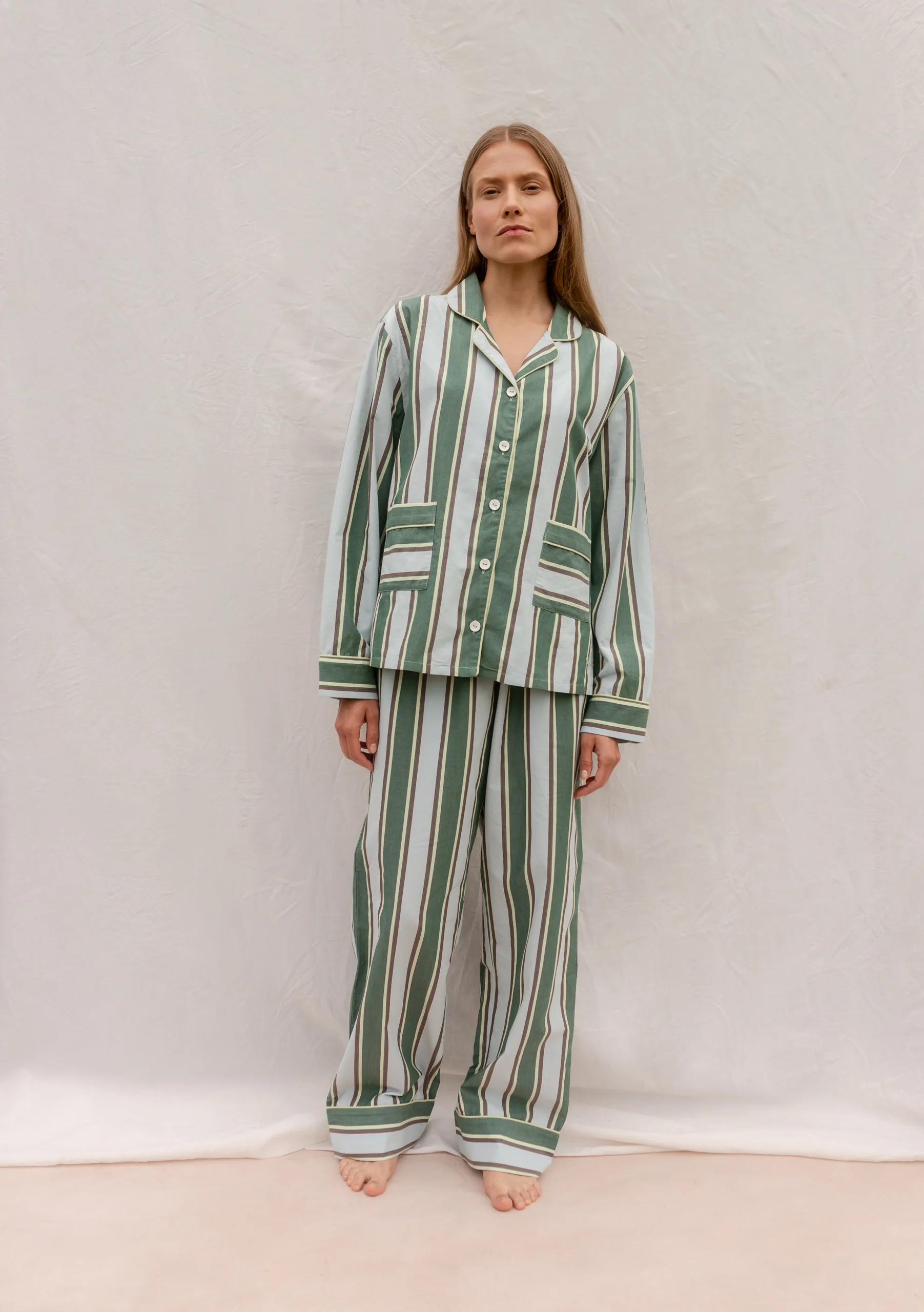 Cotton Pyjamas in Blue Stripe