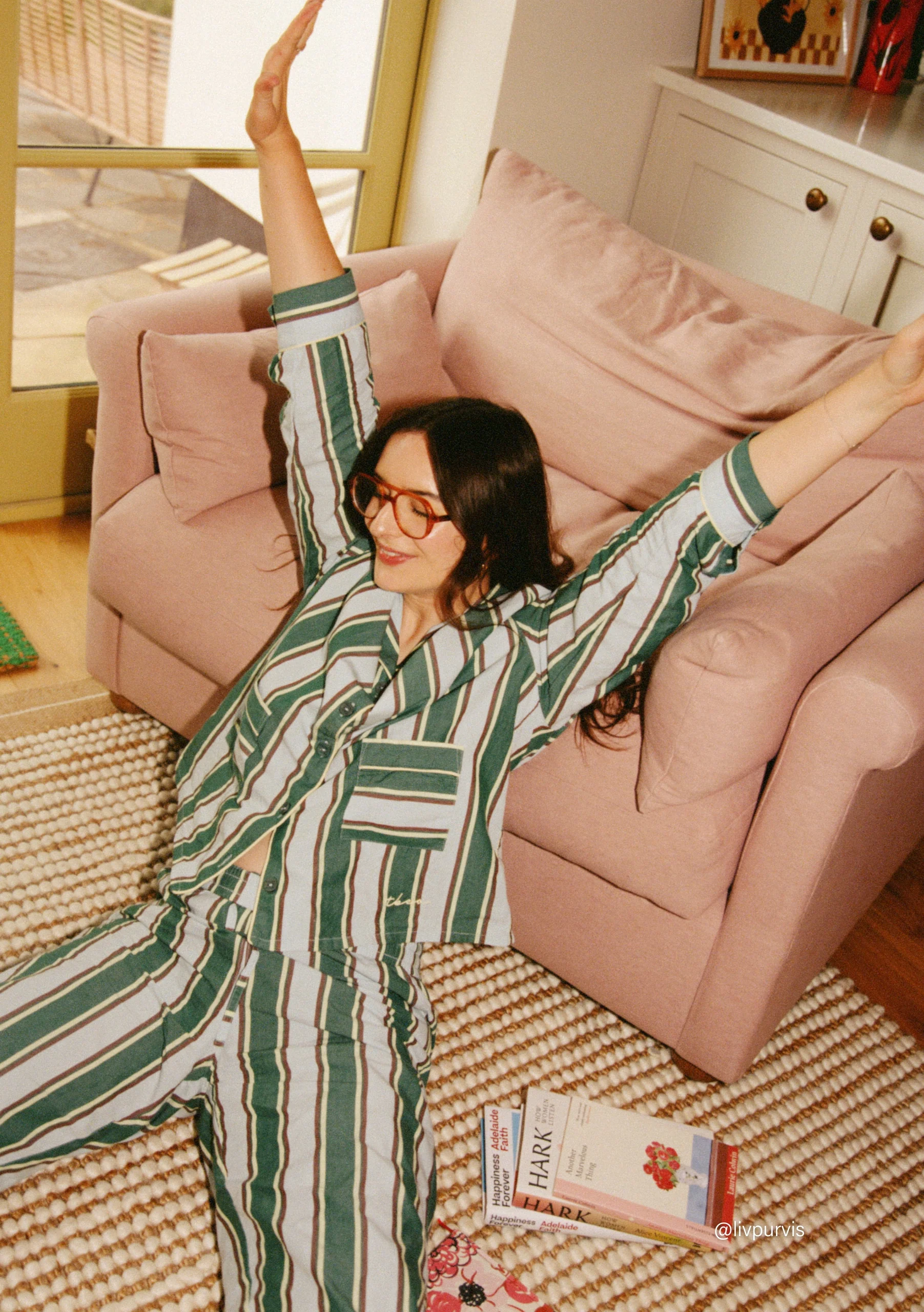 Cotton Pyjamas in Blue Stripe - Image 3