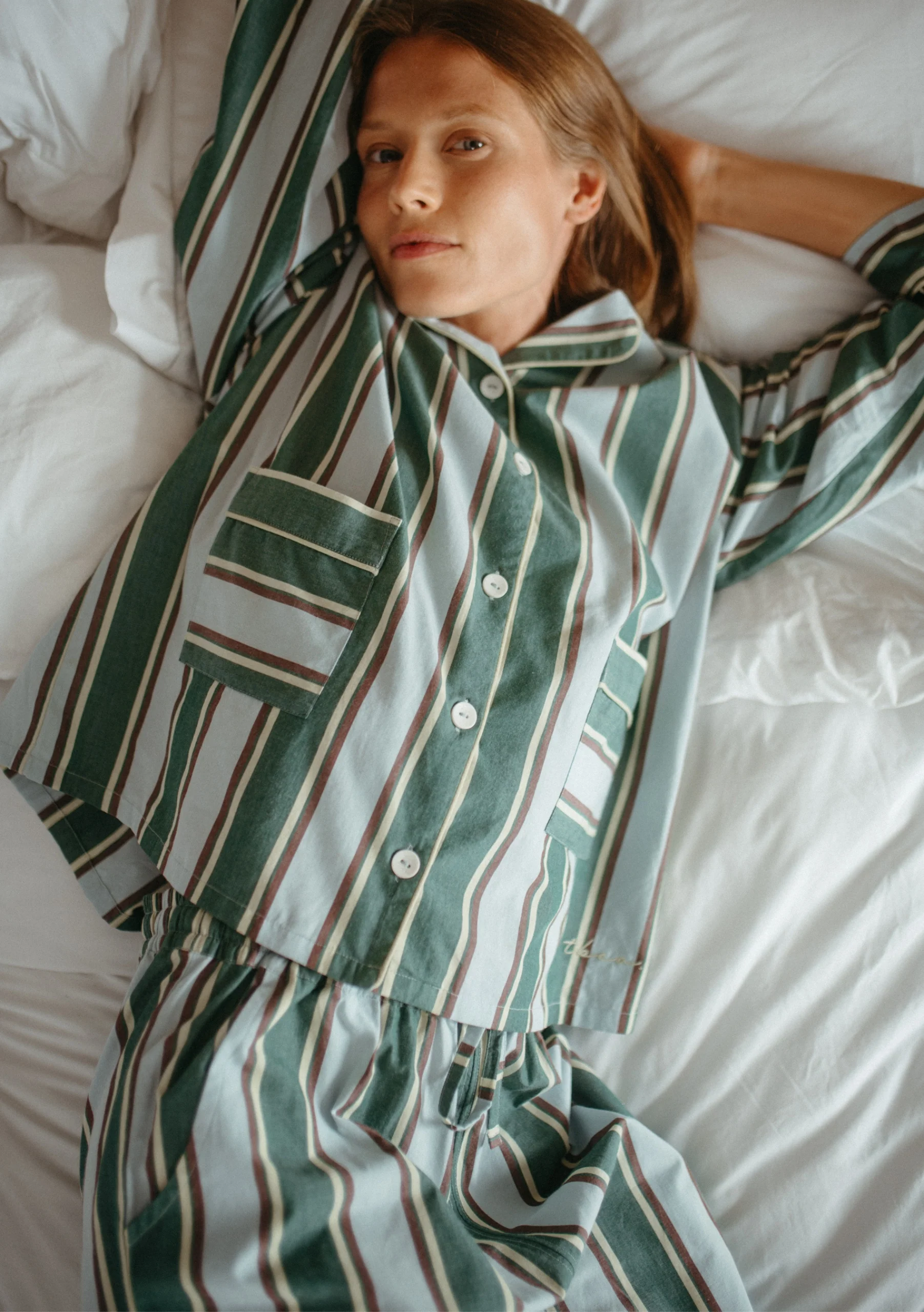 Cotton Pyjamas in Blue Stripe - Image 5