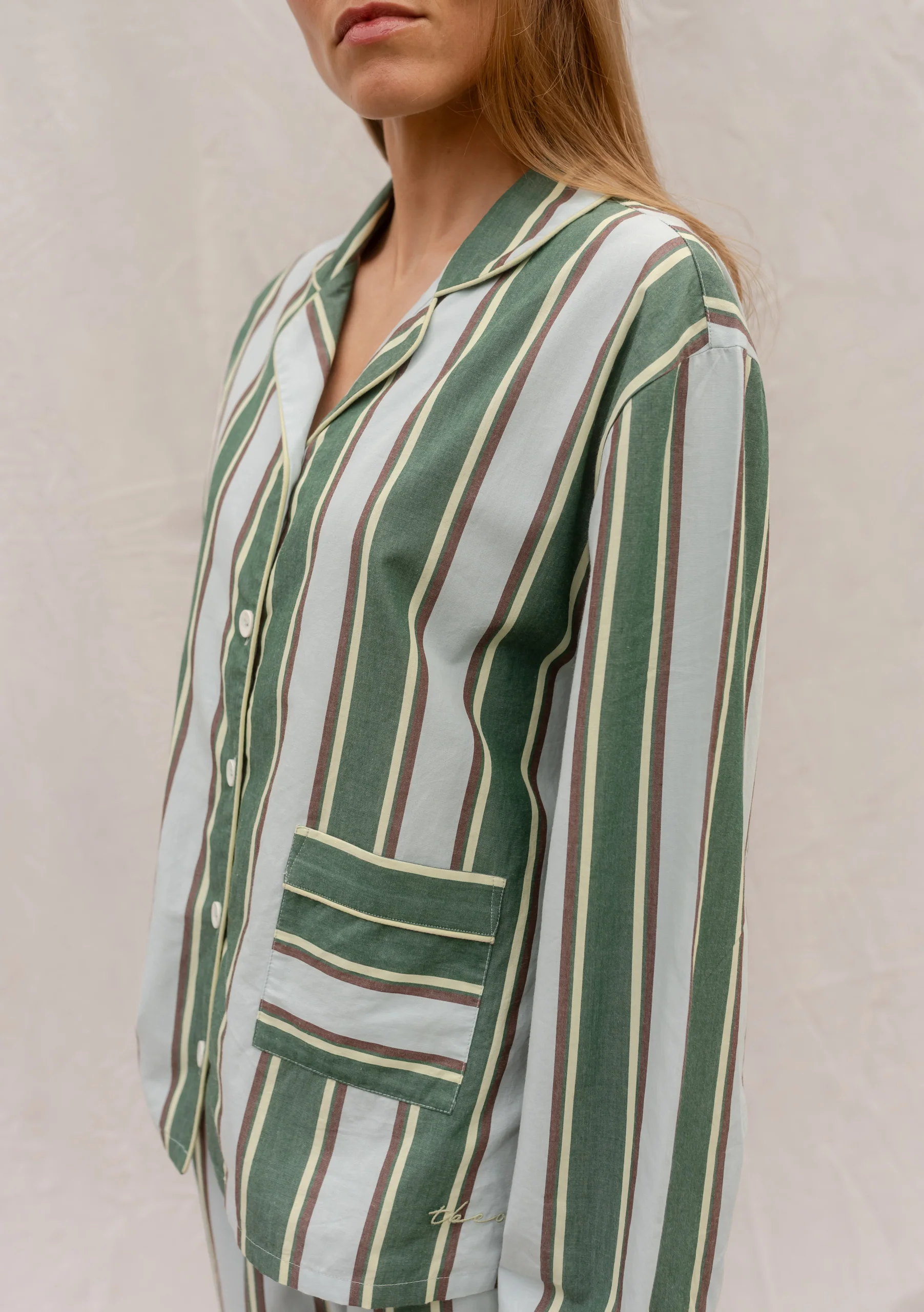 Cotton Pyjamas in Blue Stripe - Image 7