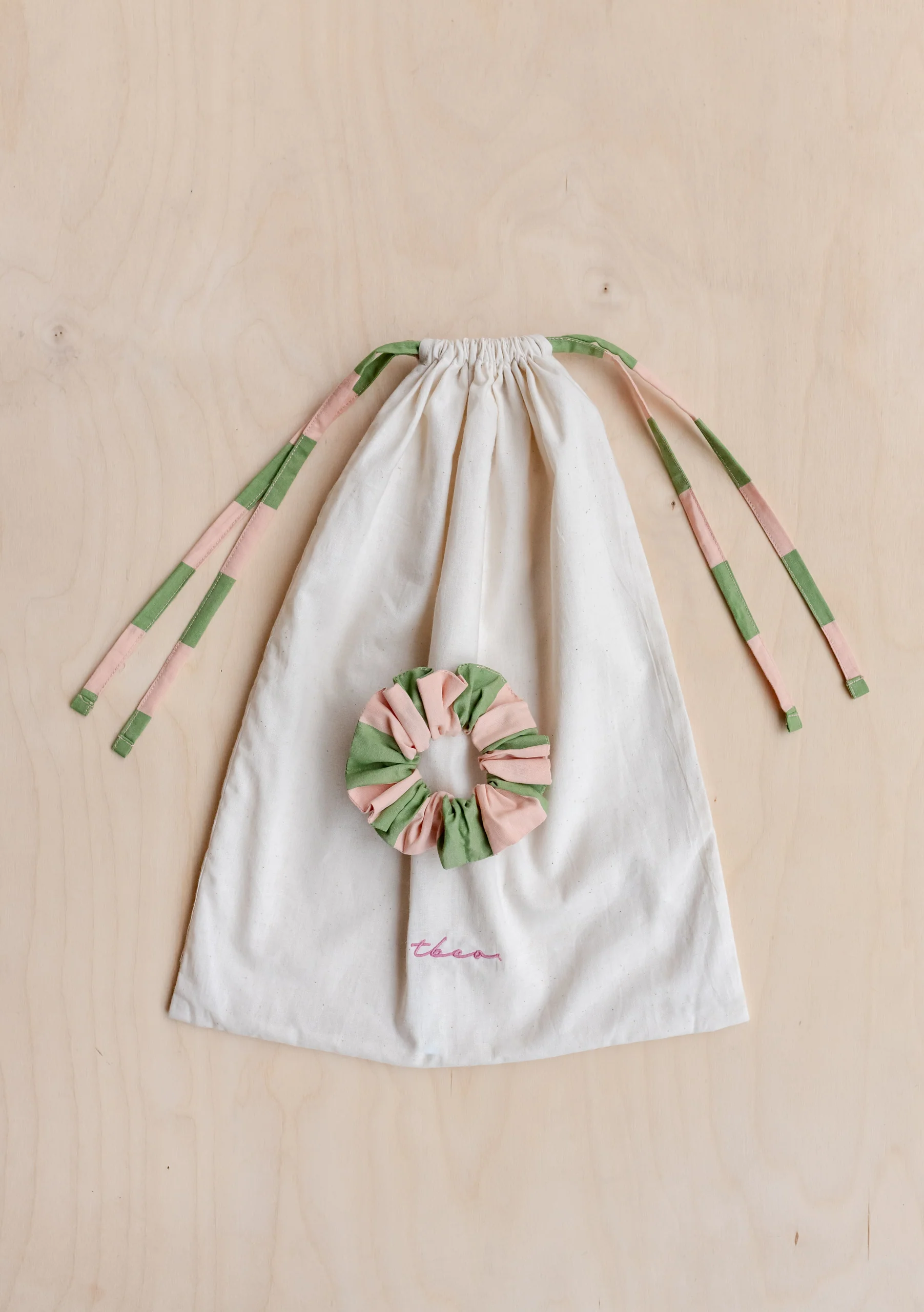 Cropped Cotton Pyjamas in Green Stripe - Image 5