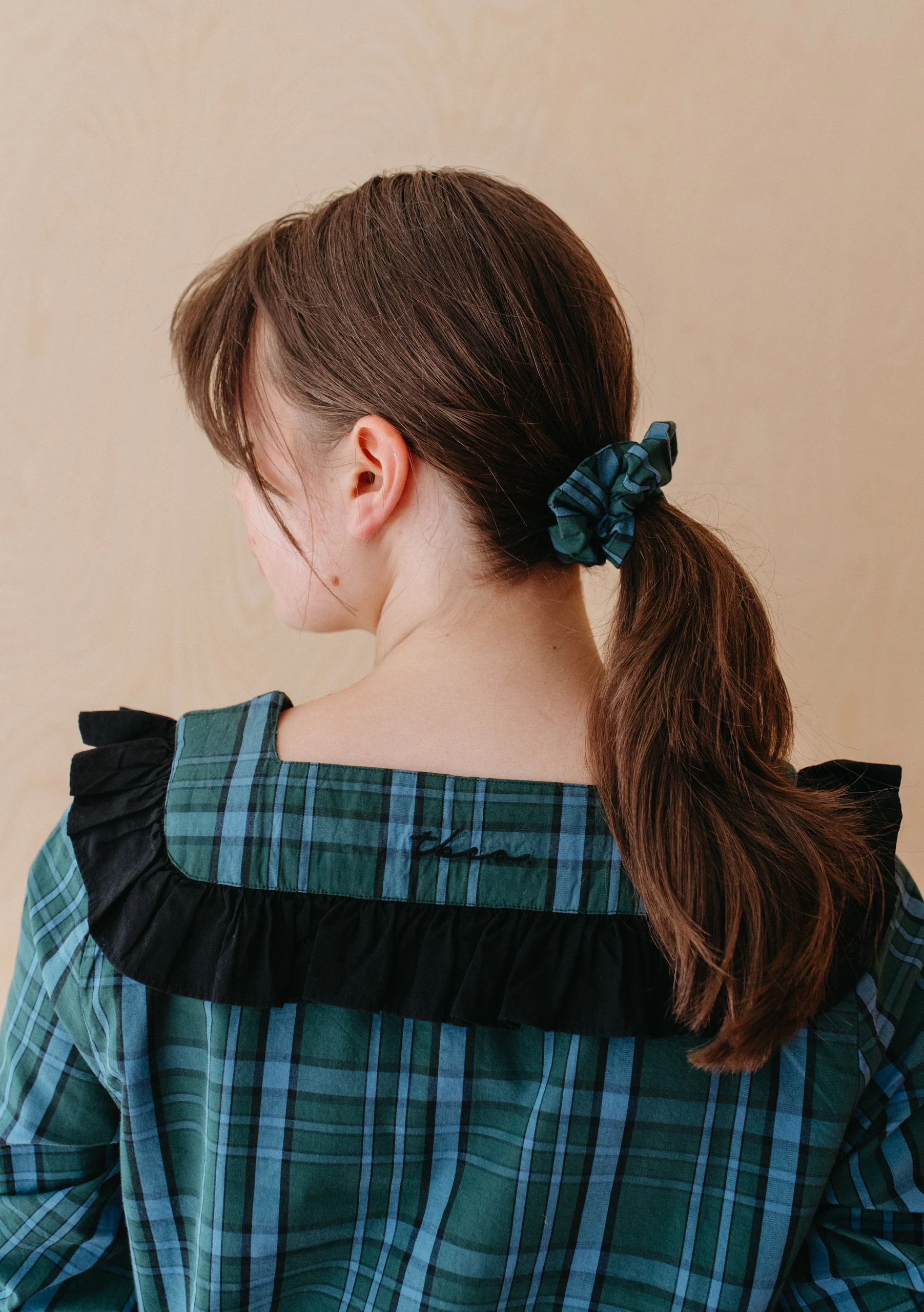 Cropped Cotton Pyjamas in Green Tartan - Image 7