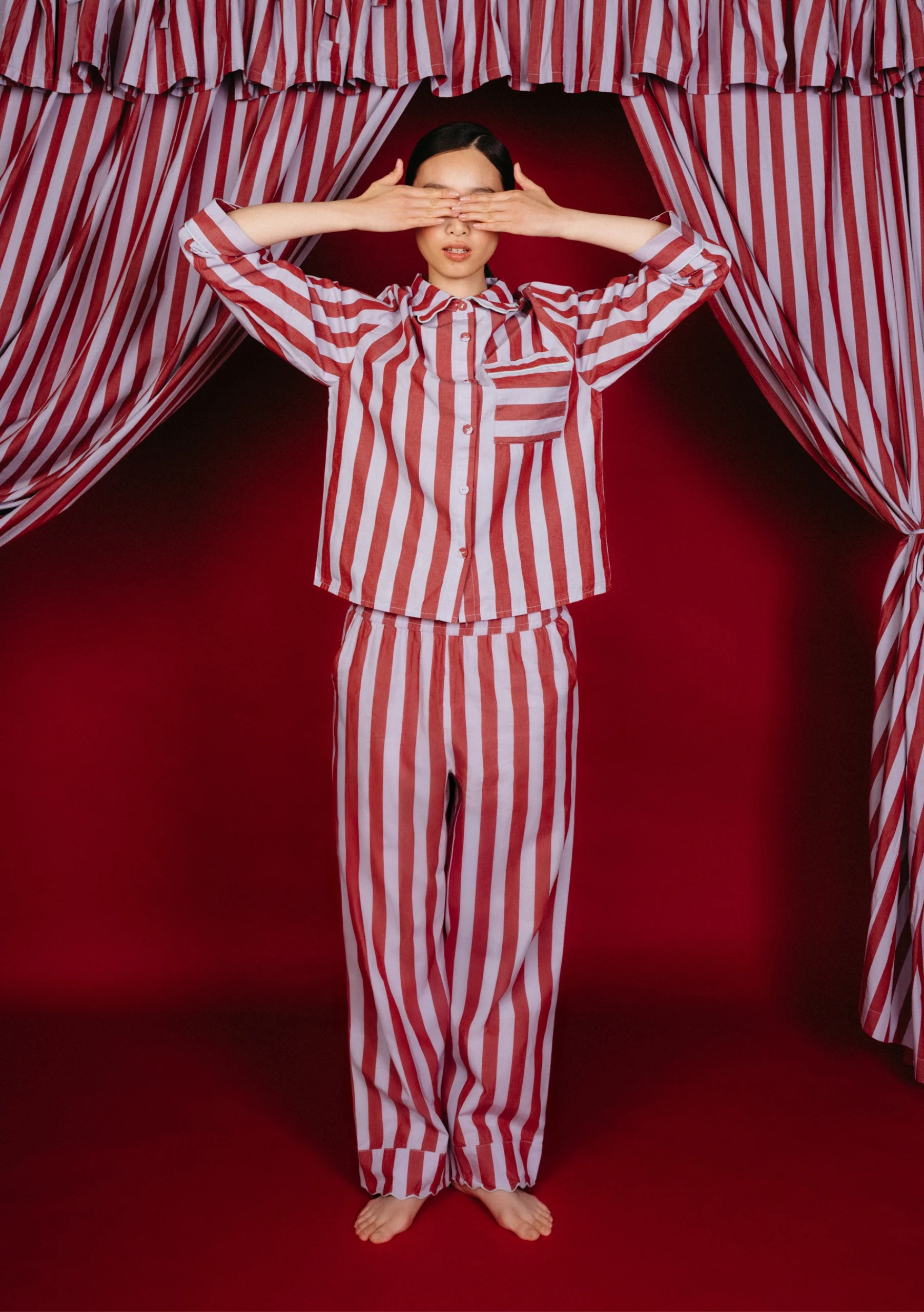 Cotton Pyjamas in Lilac Stripe - Image 3