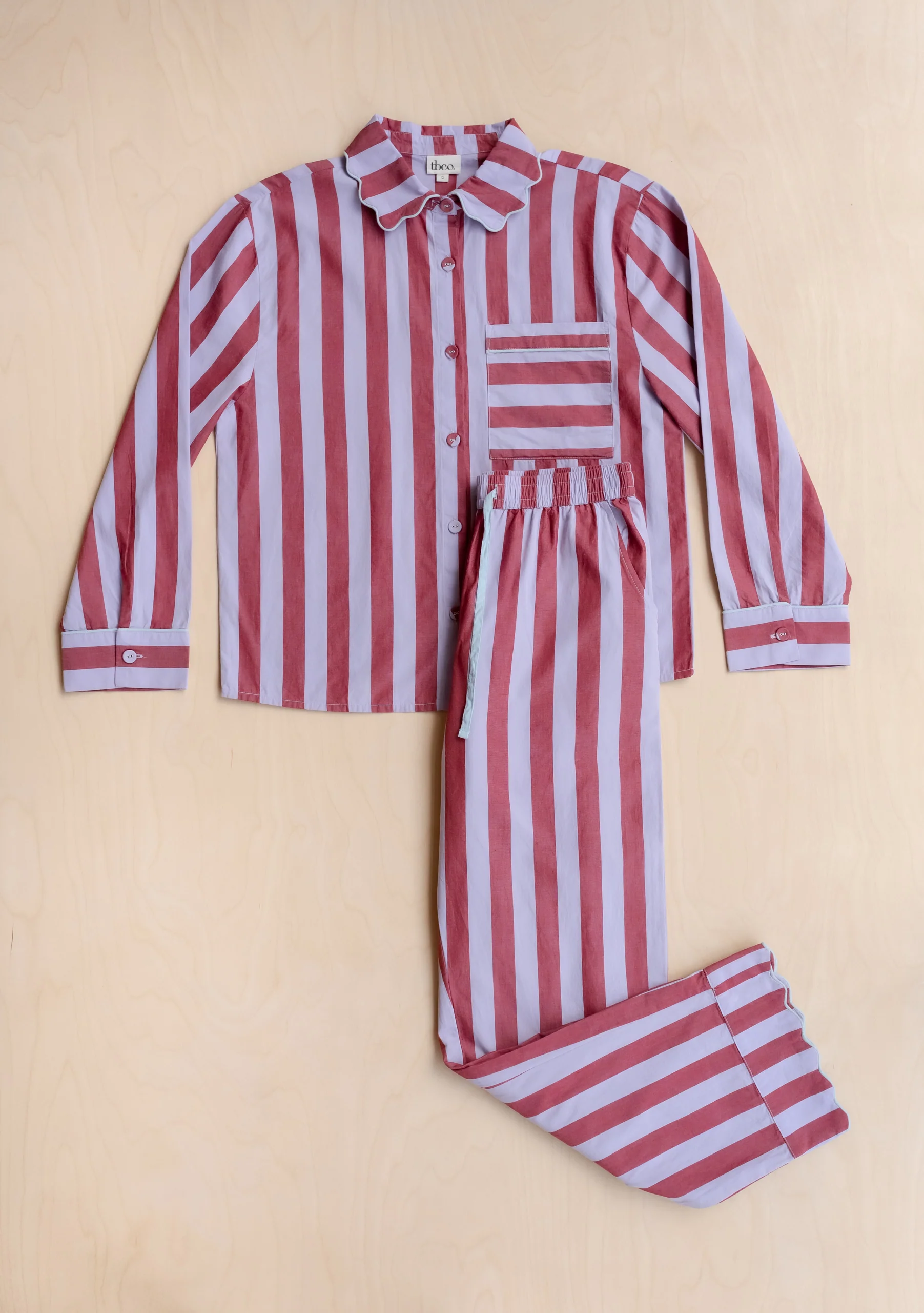 Cotton Pyjamas in Lilac Stripe - Image 7