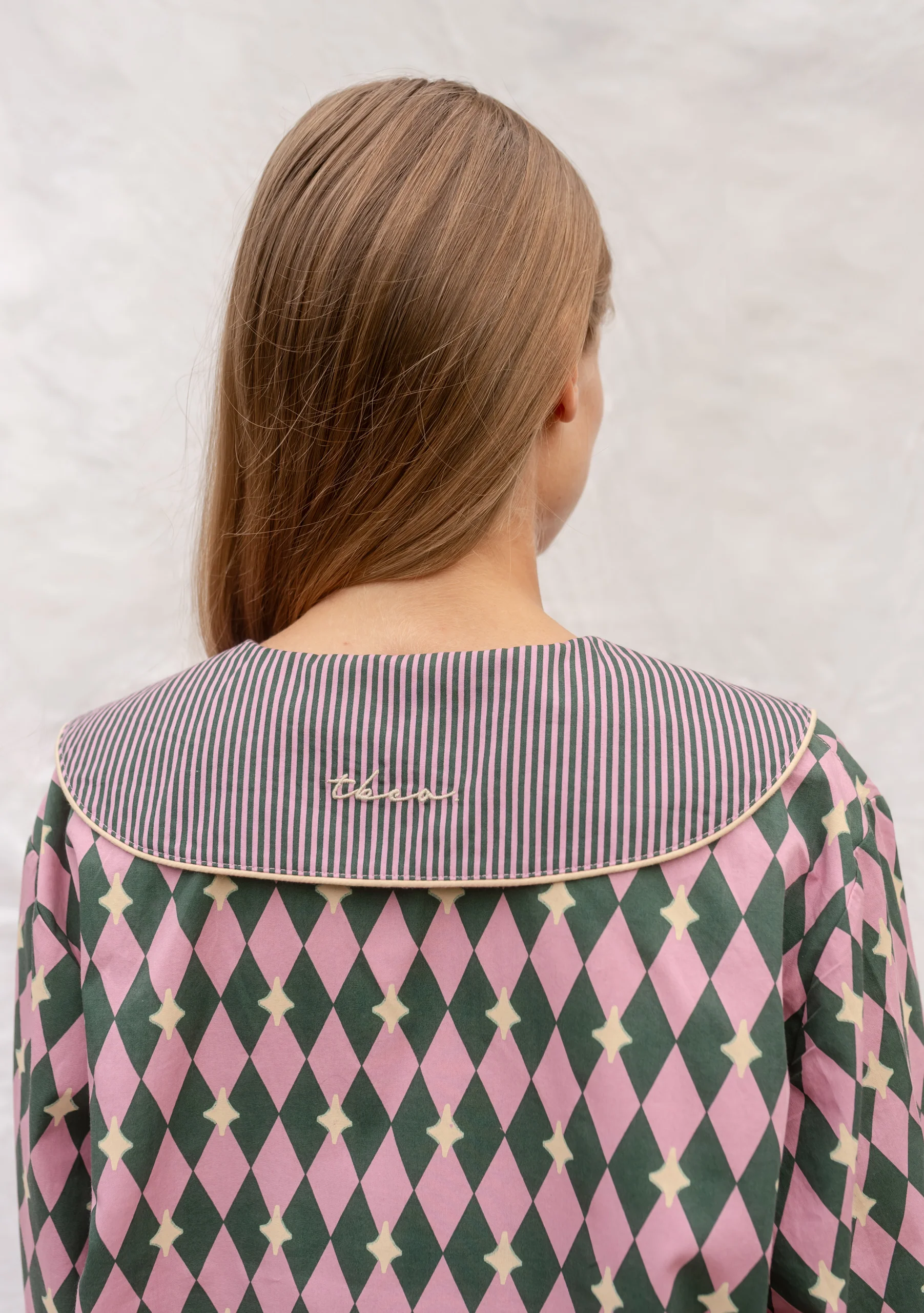Cotton Pyjamas in Pink Harlequin - Image 5
