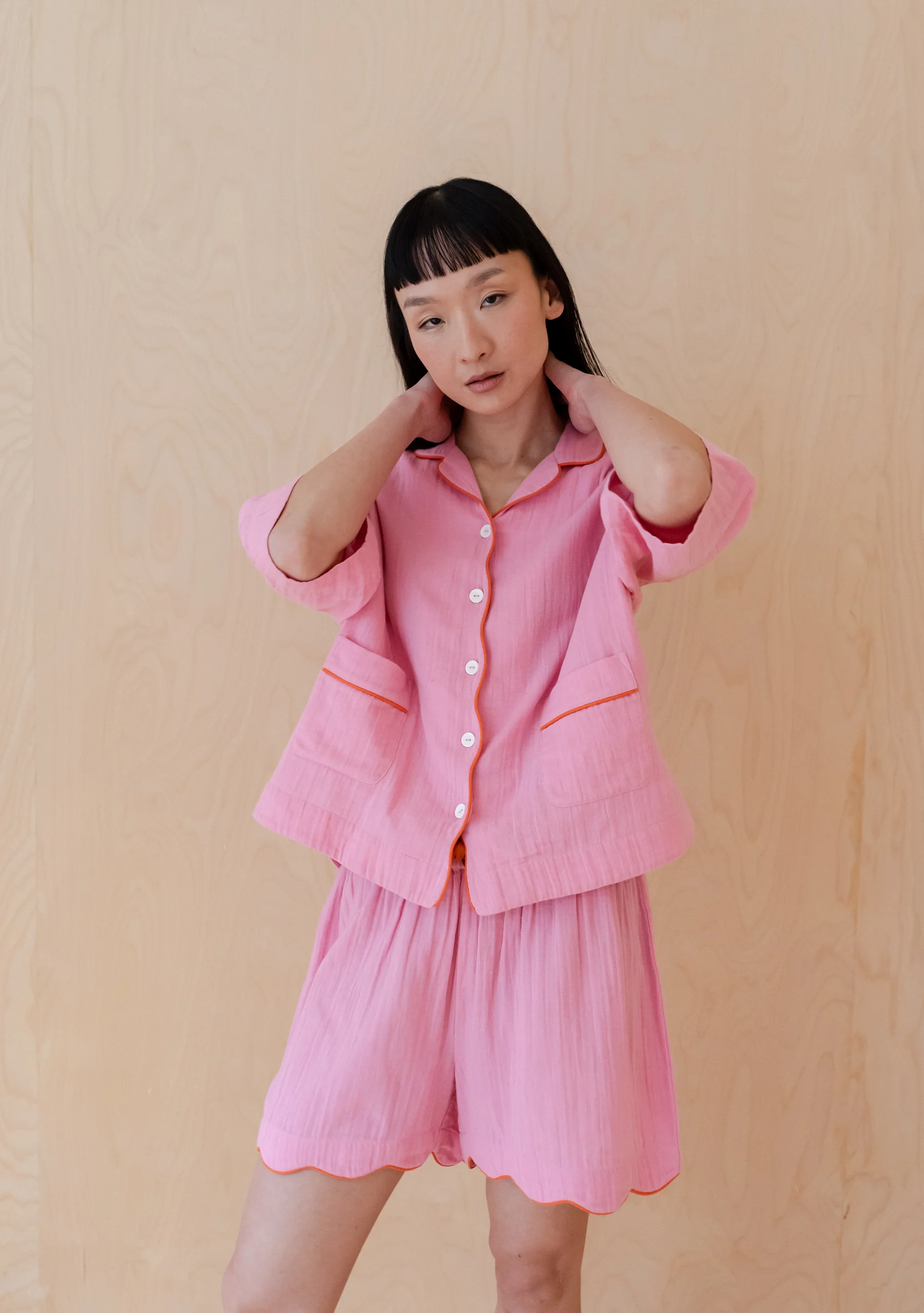 Cotton Pyjamas in Pink Scallop - Image 3