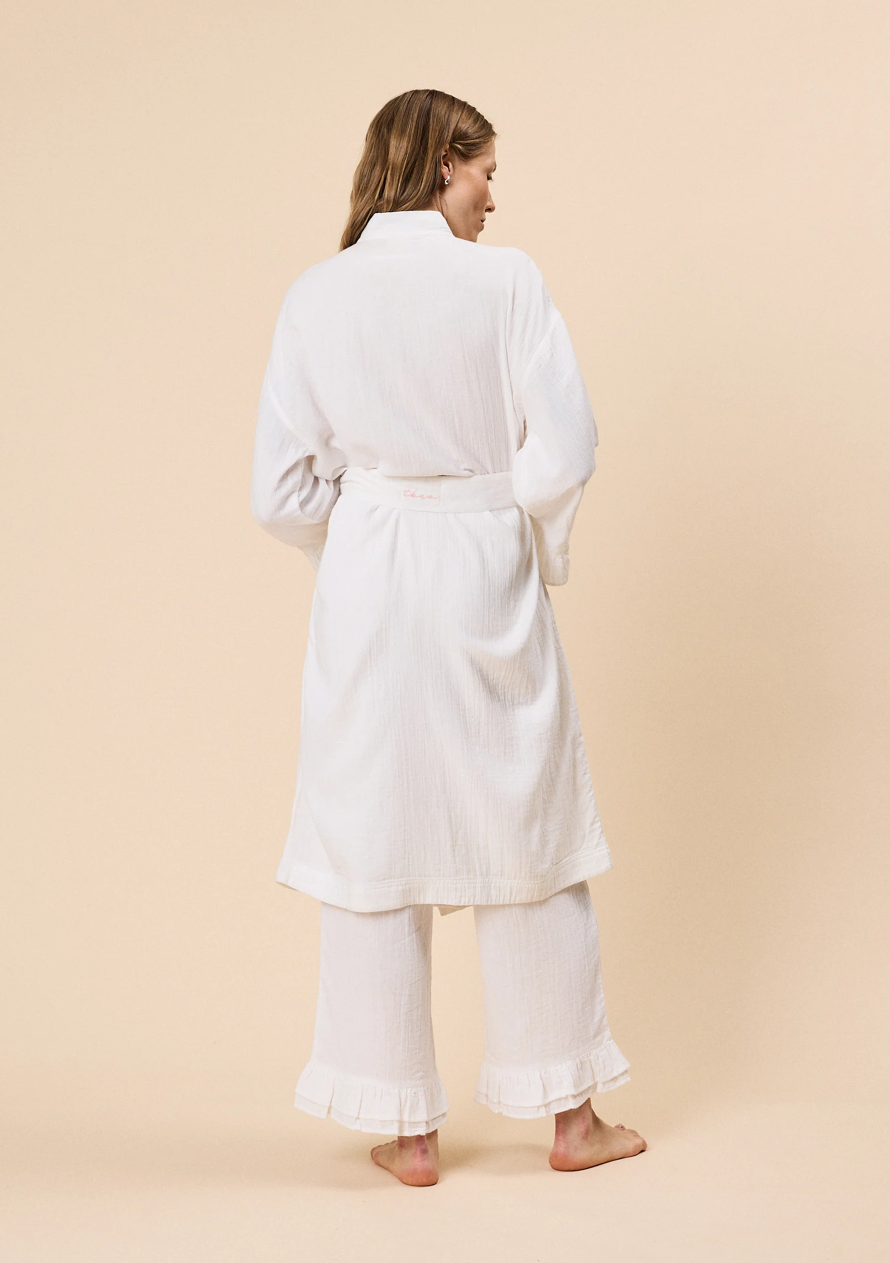 Cotton Robe in White Ruffle - Image 2