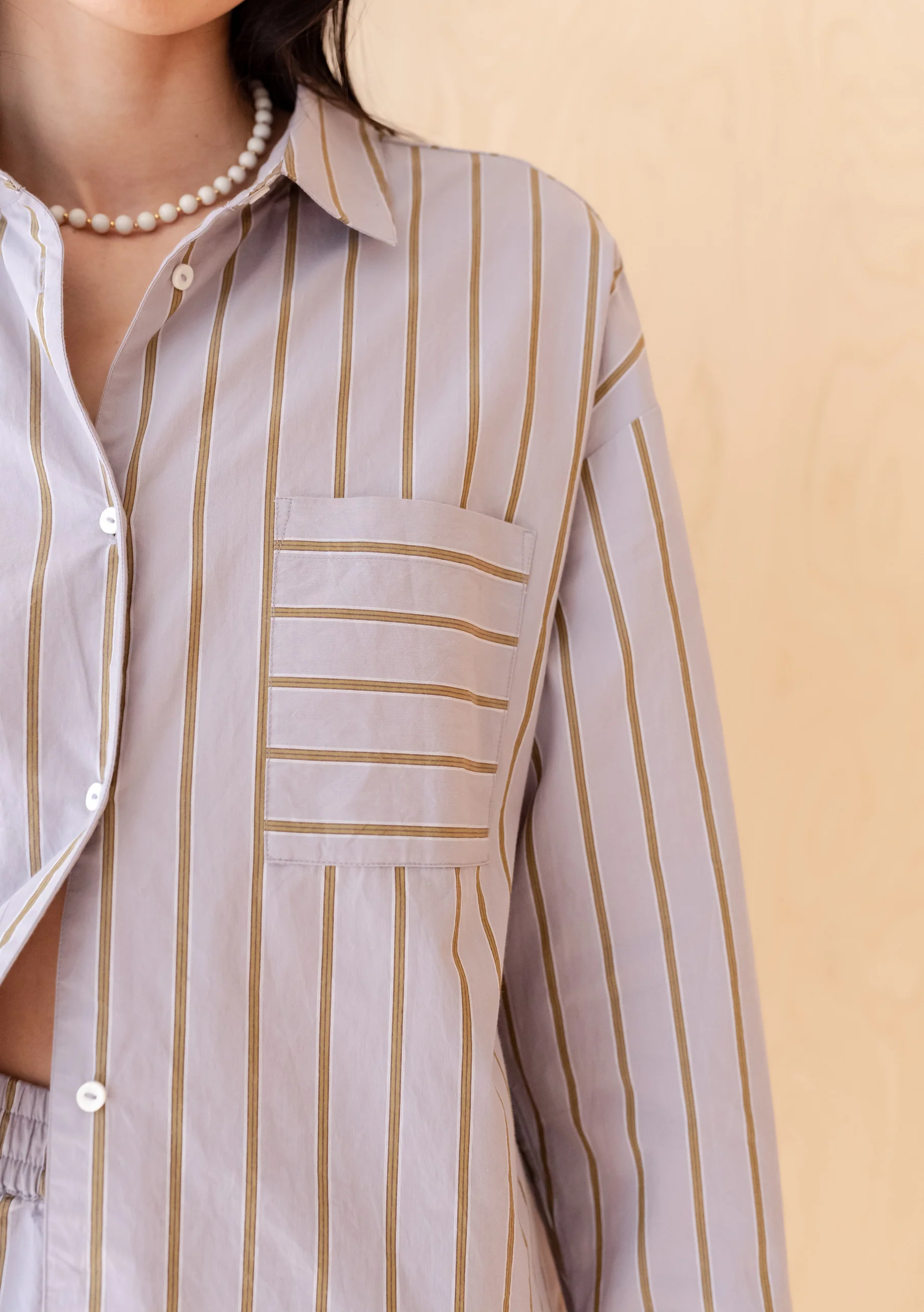 Cotton Shirt in Lilac Stripe - Image 4