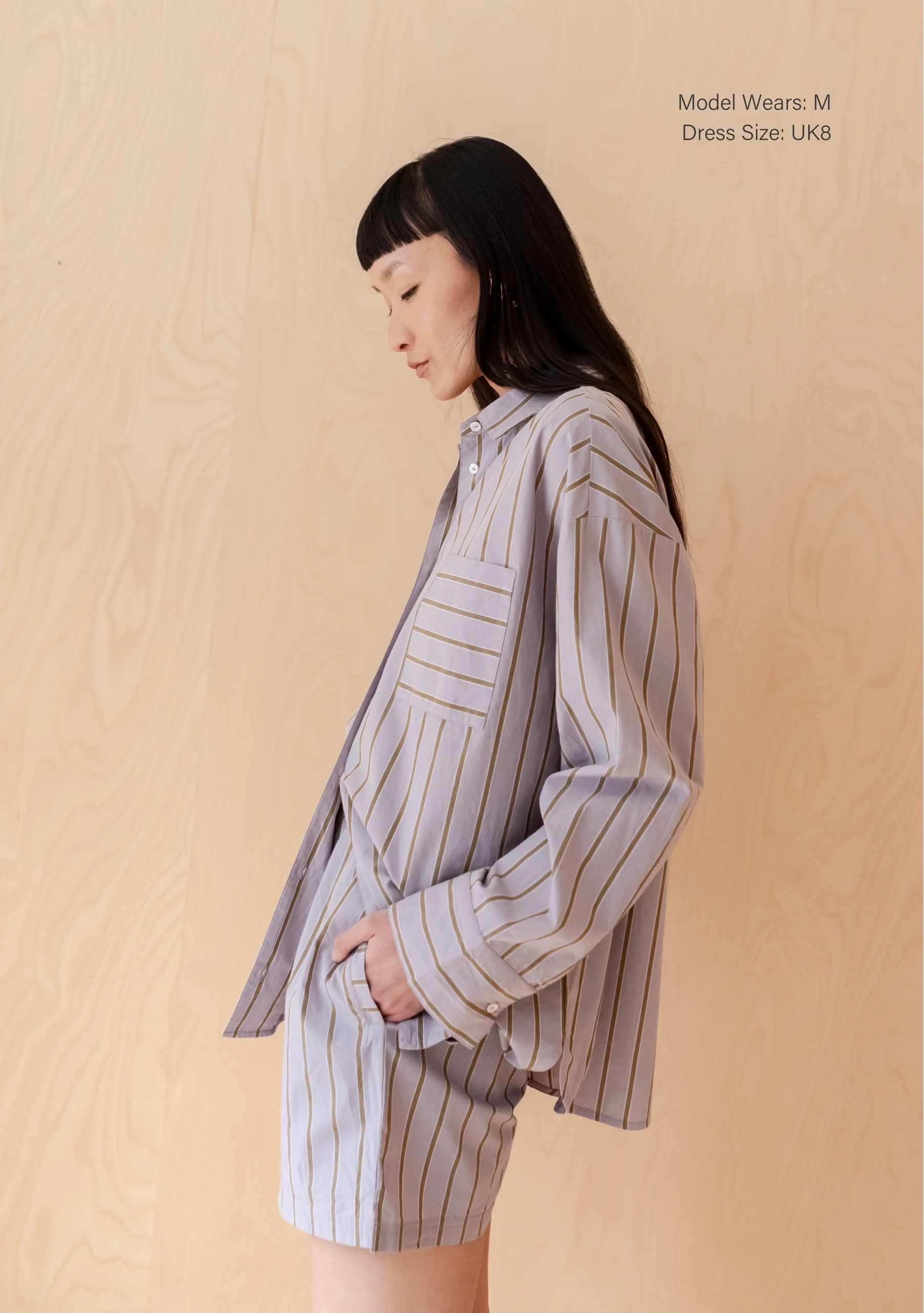 Cotton Shirt in Lilac Stripe - Image 6