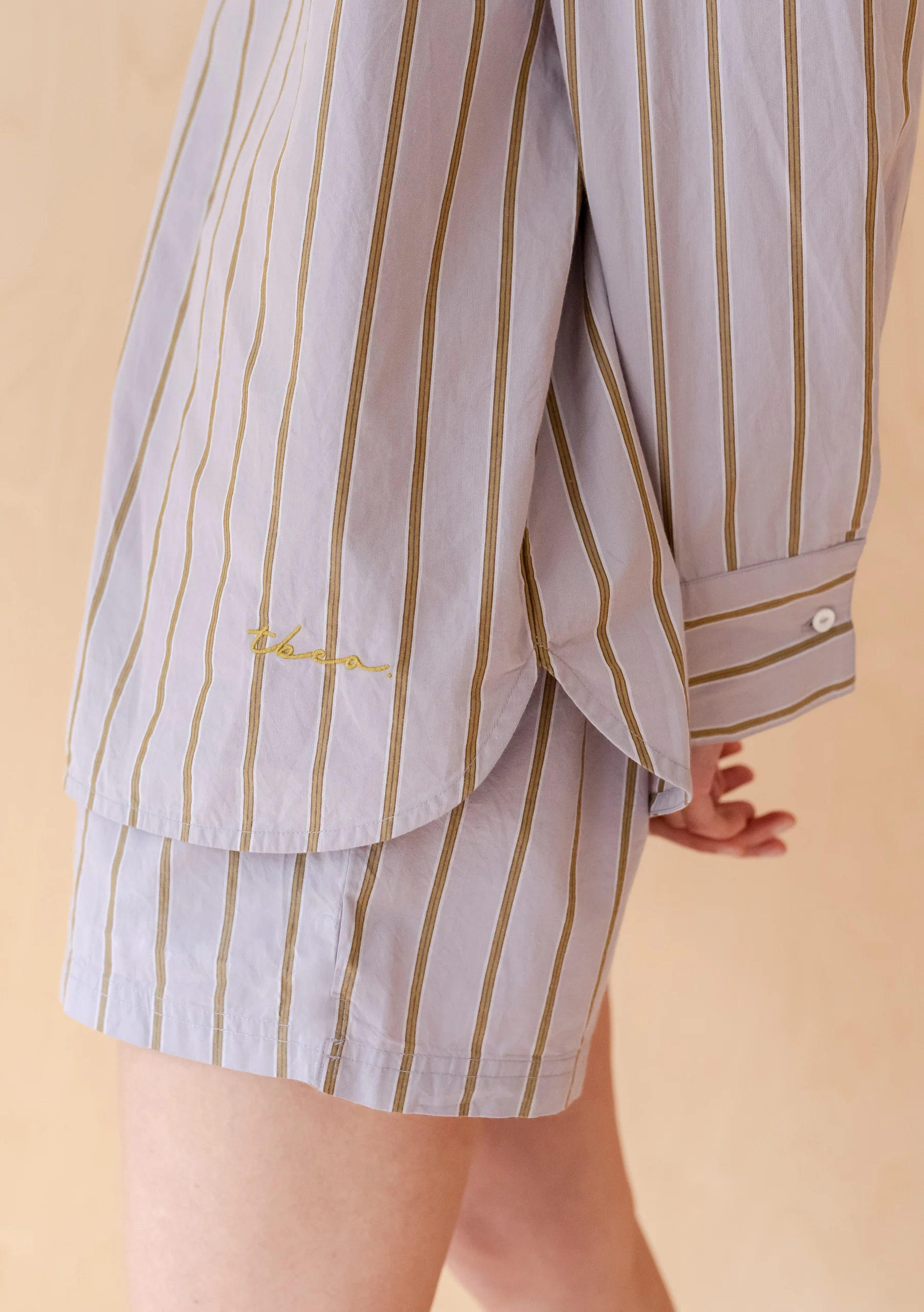 Cotton Shirt in Lilac Stripe - Image 8