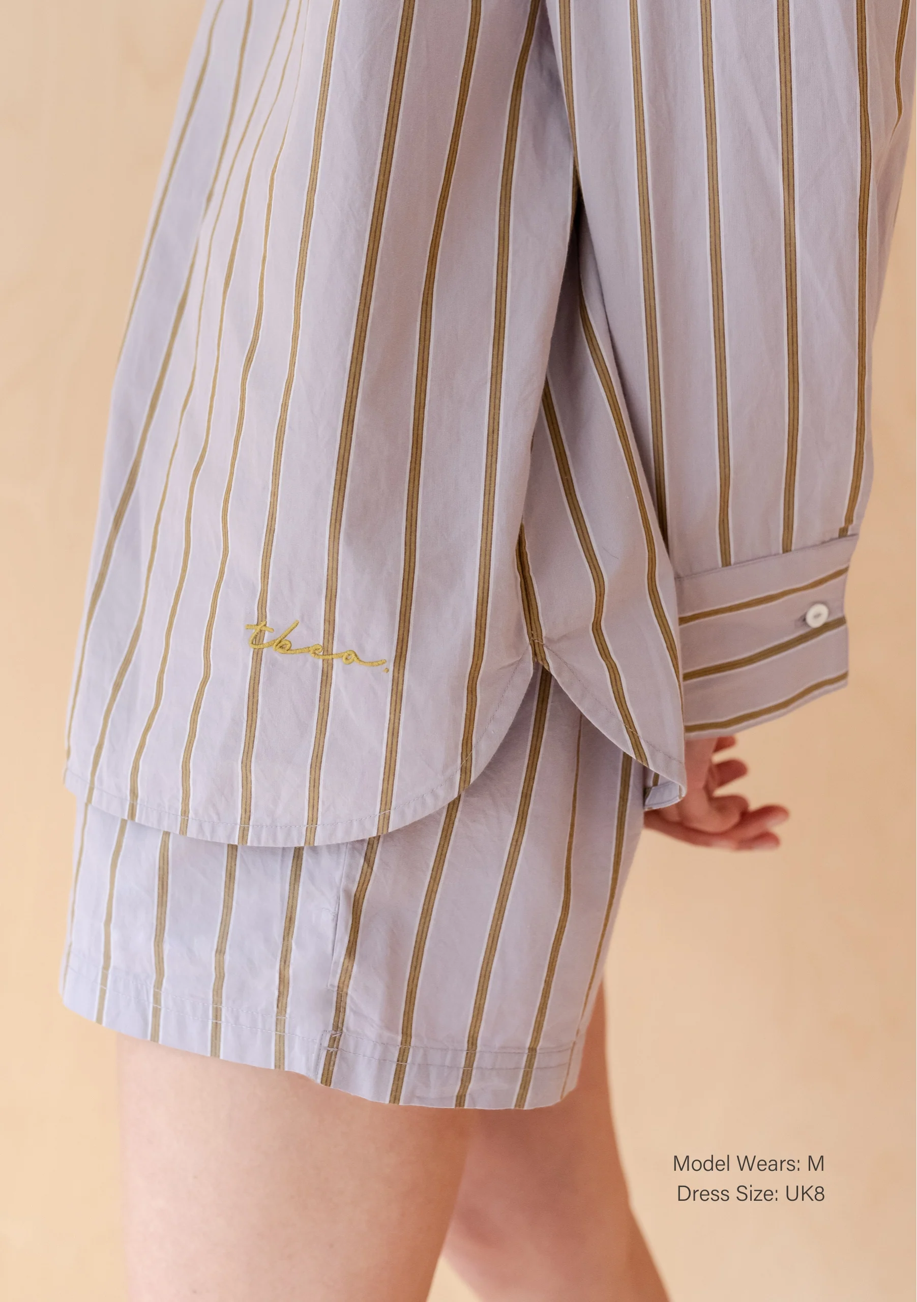 Cotton Shorts in Lilac Stripe - Image 4