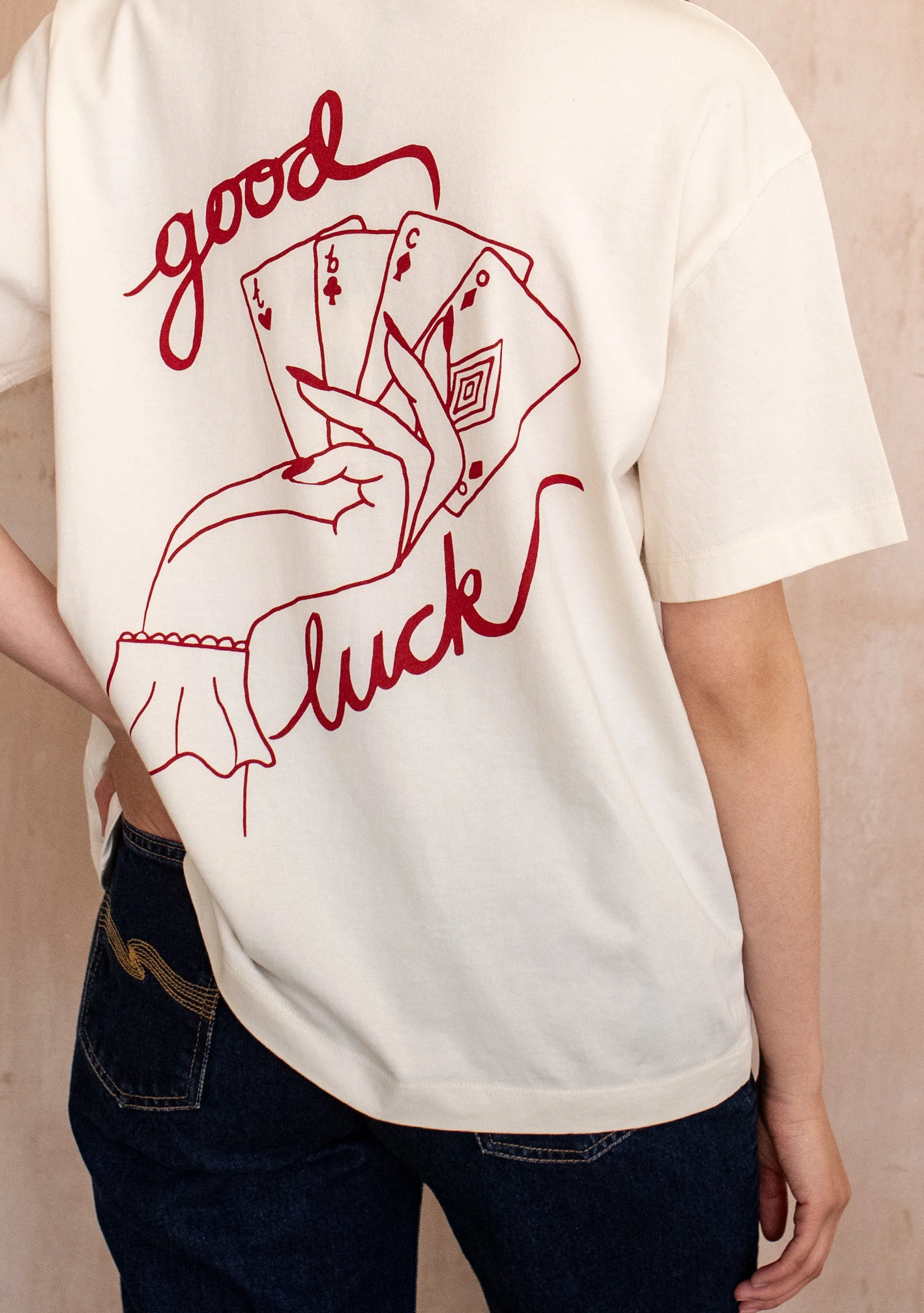 Cotton T-Shirt in Good Luck Cards - Image 4
