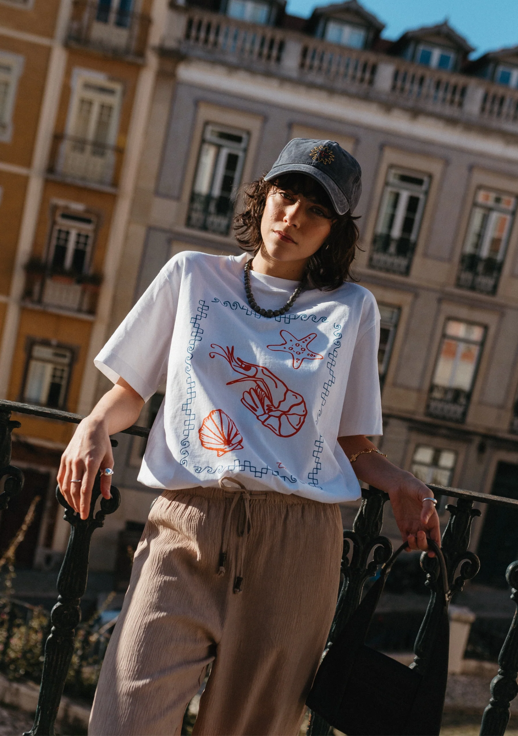 Cotton T-Shirt in White Shrimp - Image 5