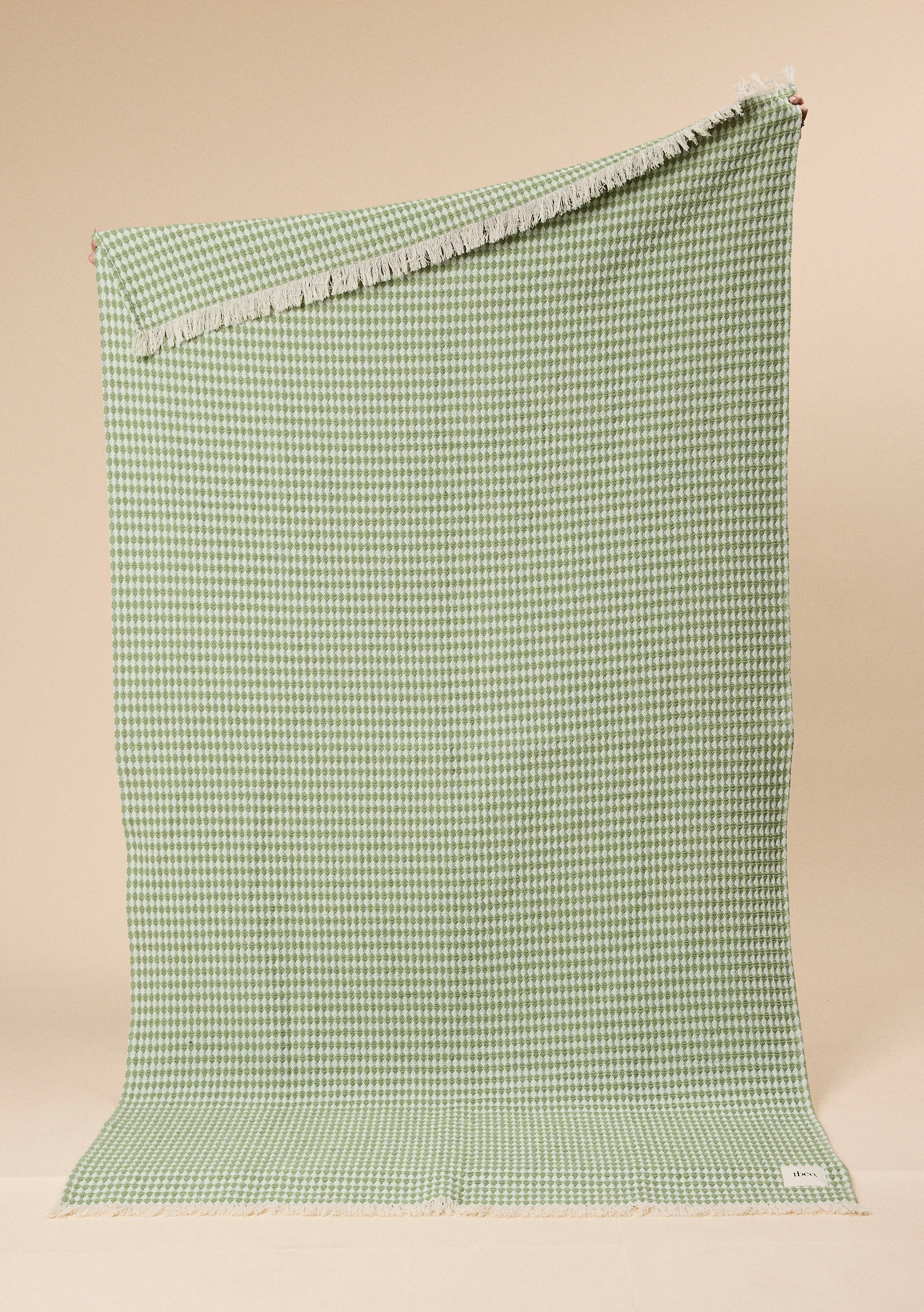 Cotton Throw in Green Argyle - Image 3