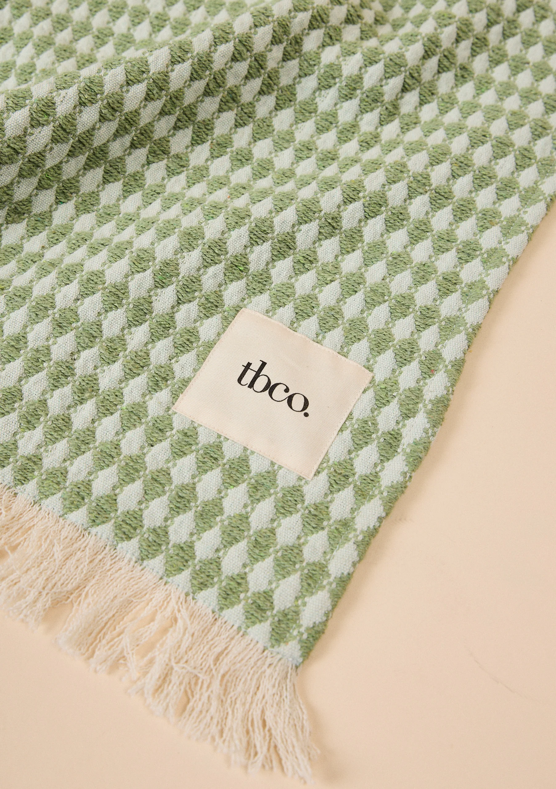 Cotton Throw in Green Argyle - Image 4