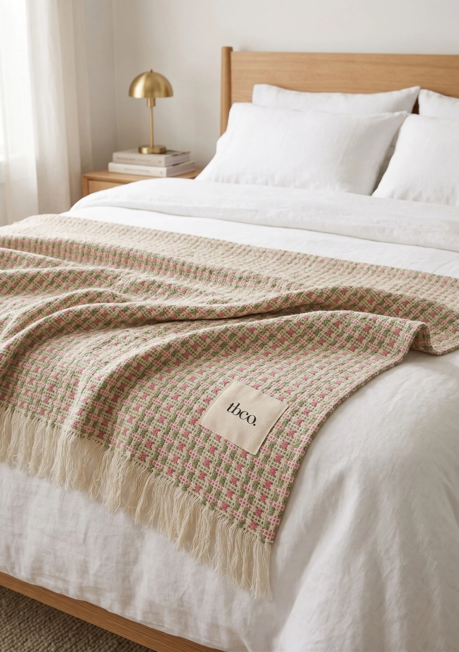 Cotton Throw in Rose Geometric