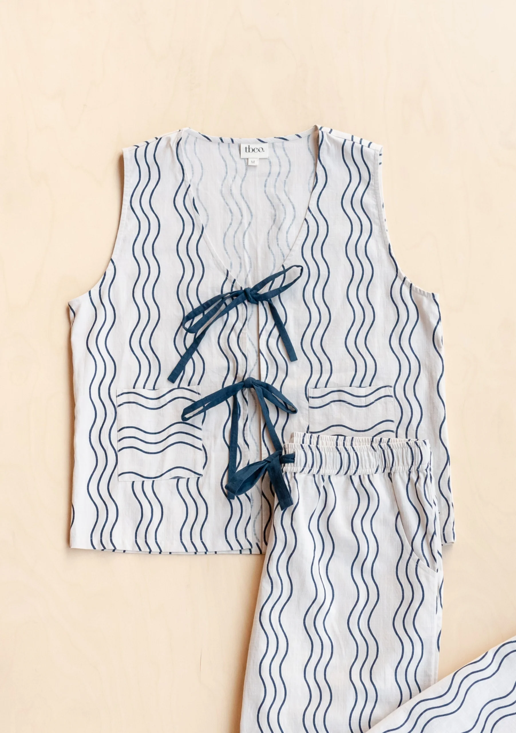 Cotton Tie Top in Blue Wave - Image 3
