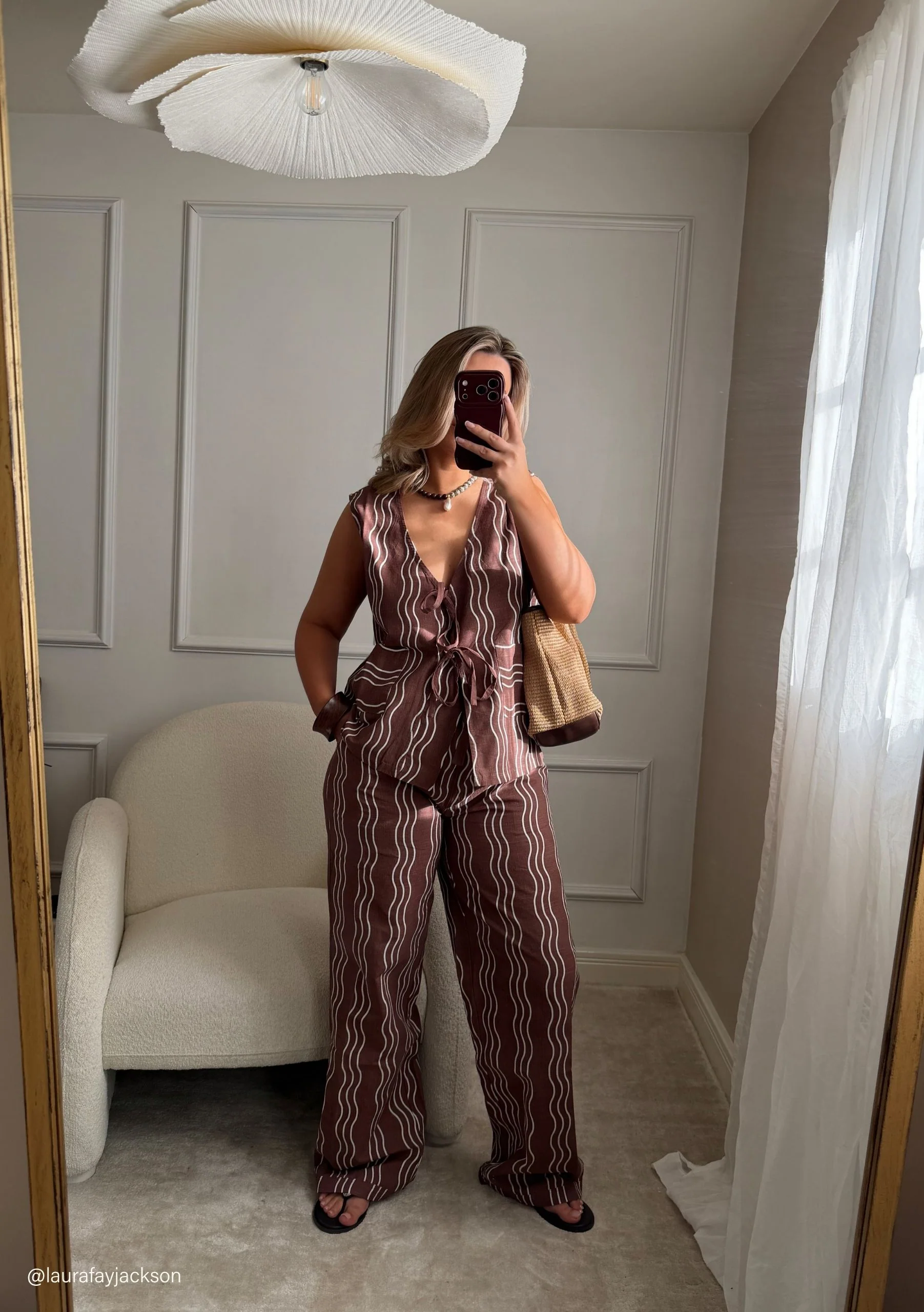 Cotton Trousers in Brown Wave - Image 2