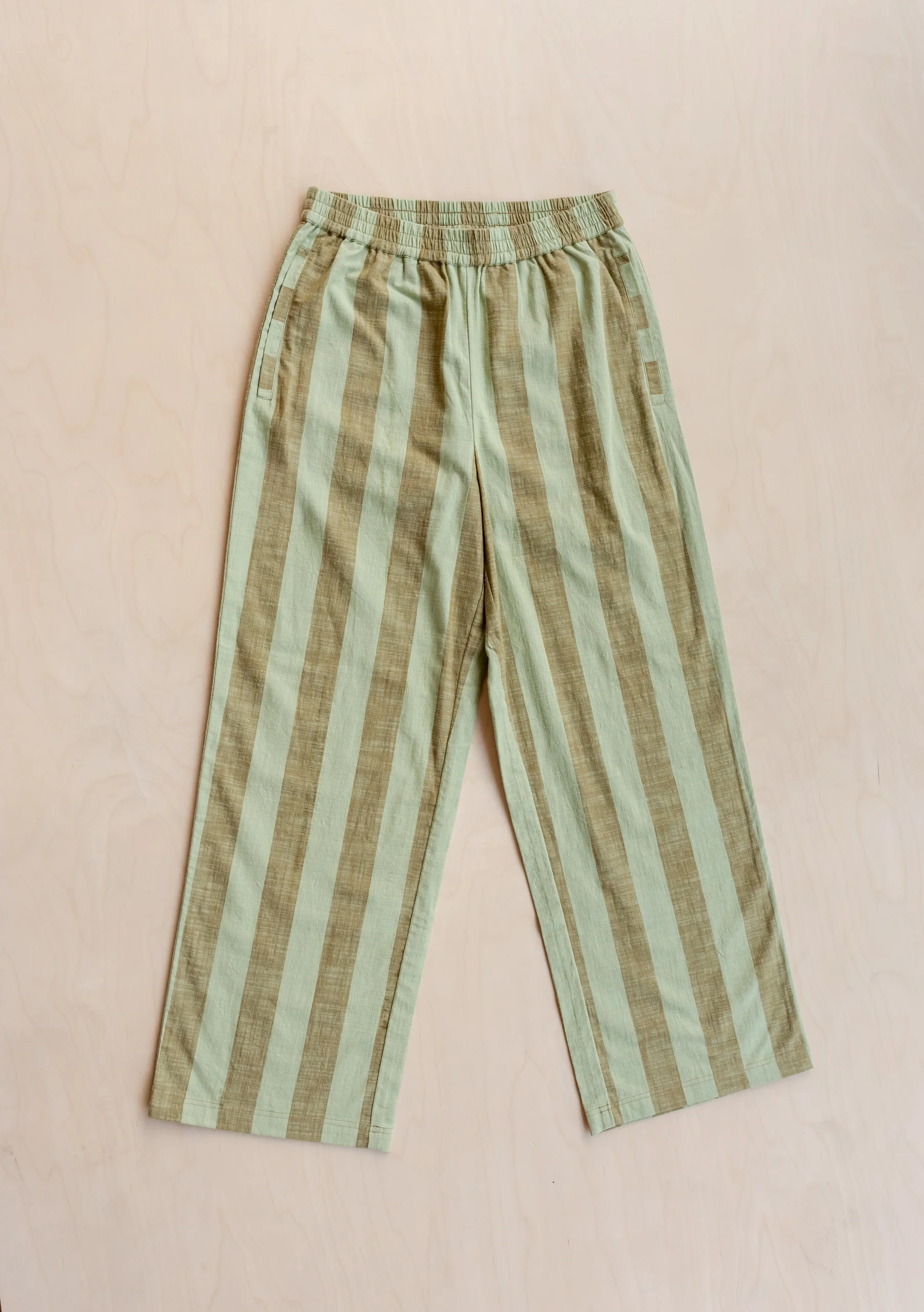 Cotton Trousers in Green Stripe - Image 2